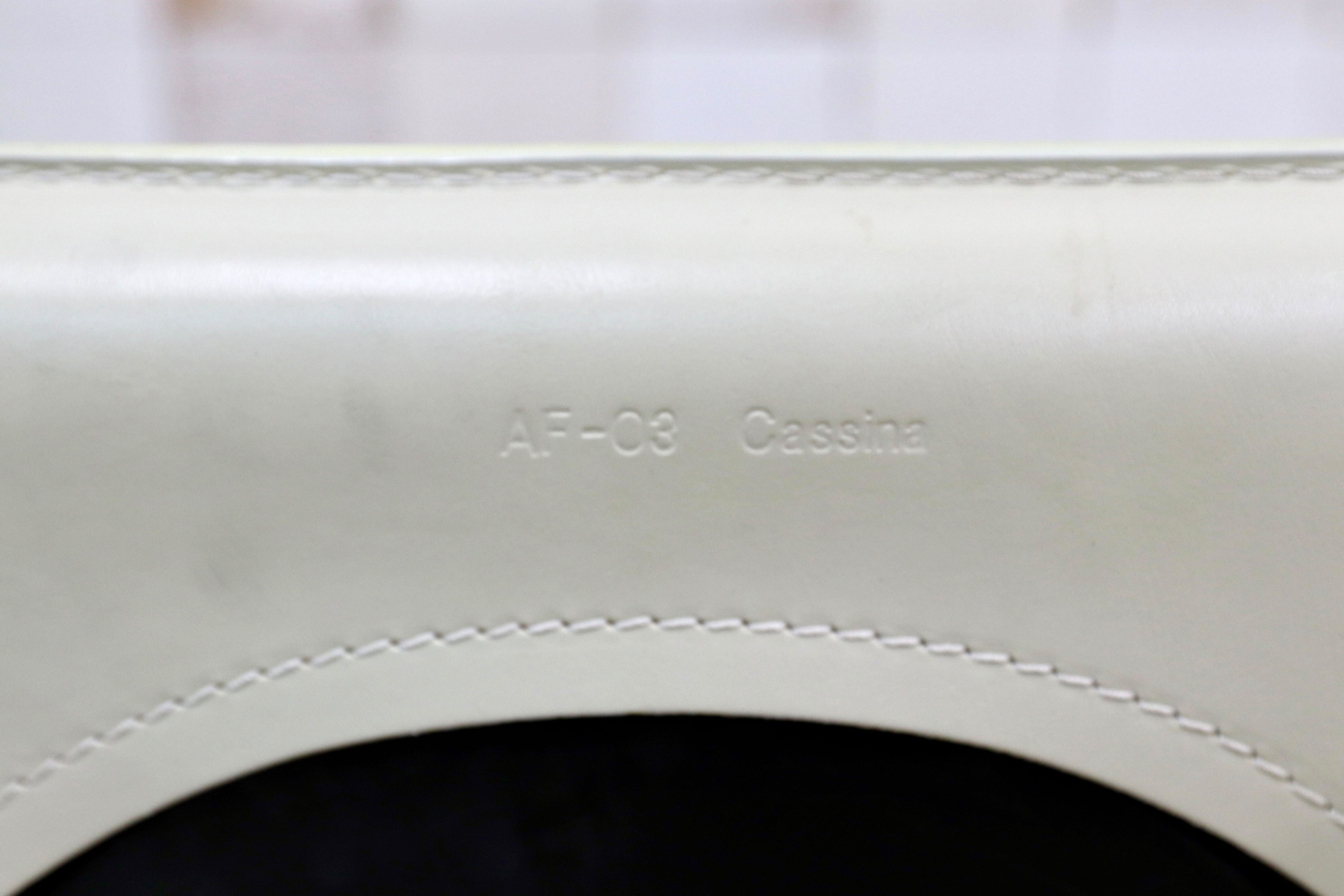 GMIO74D○Cassina / カッシーナ 413 CAB キャブチェア マリオ・ベリーニ 椅子 マットアイボリー レザー イタリアモダン 定価30.8万