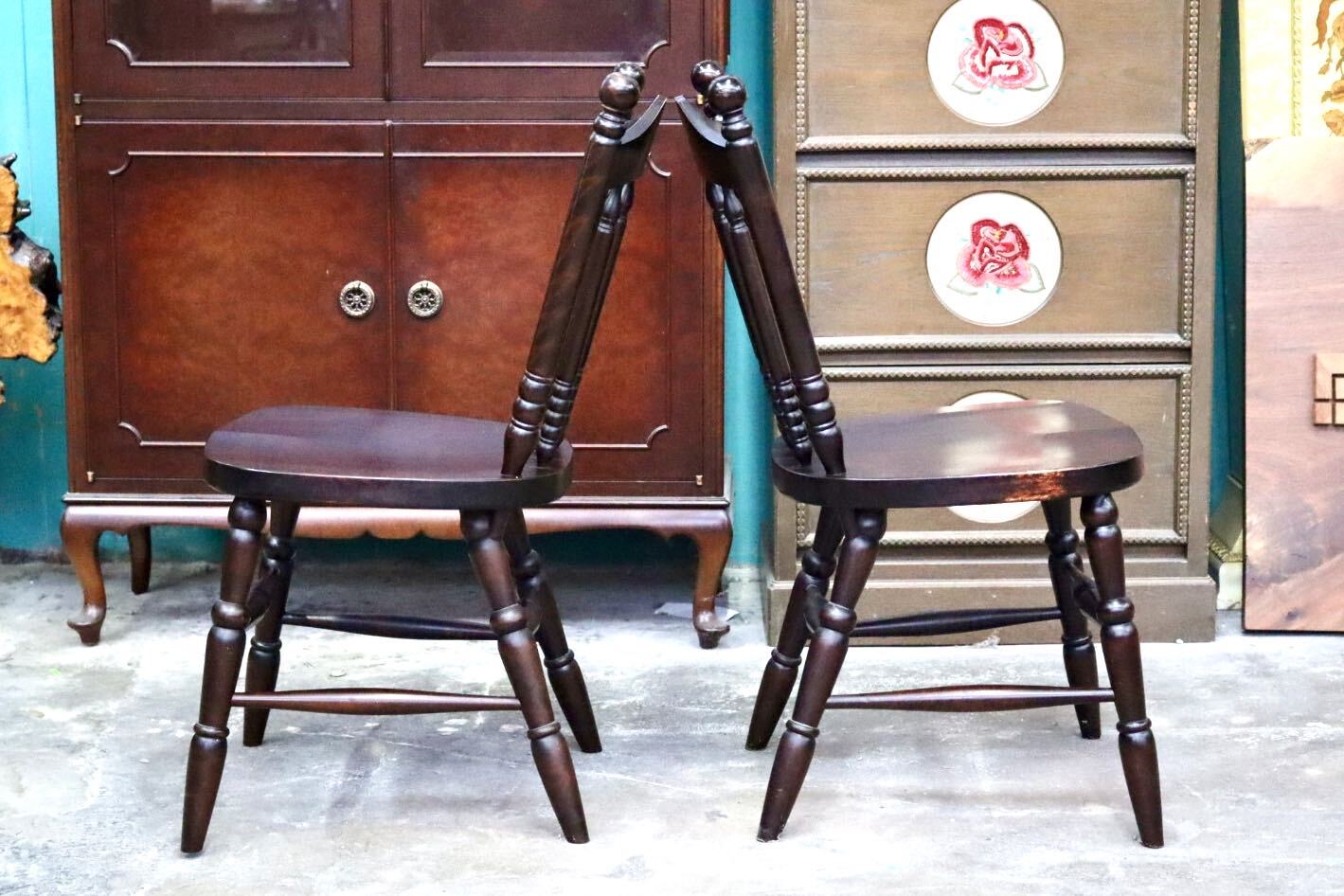 GMJK342C○北海道民芸家具 ウィンザーチェア 2脚セット 樺材 ダイニングチェア 椅子 国産家具 民芸家具 クラシック 飛騨産業