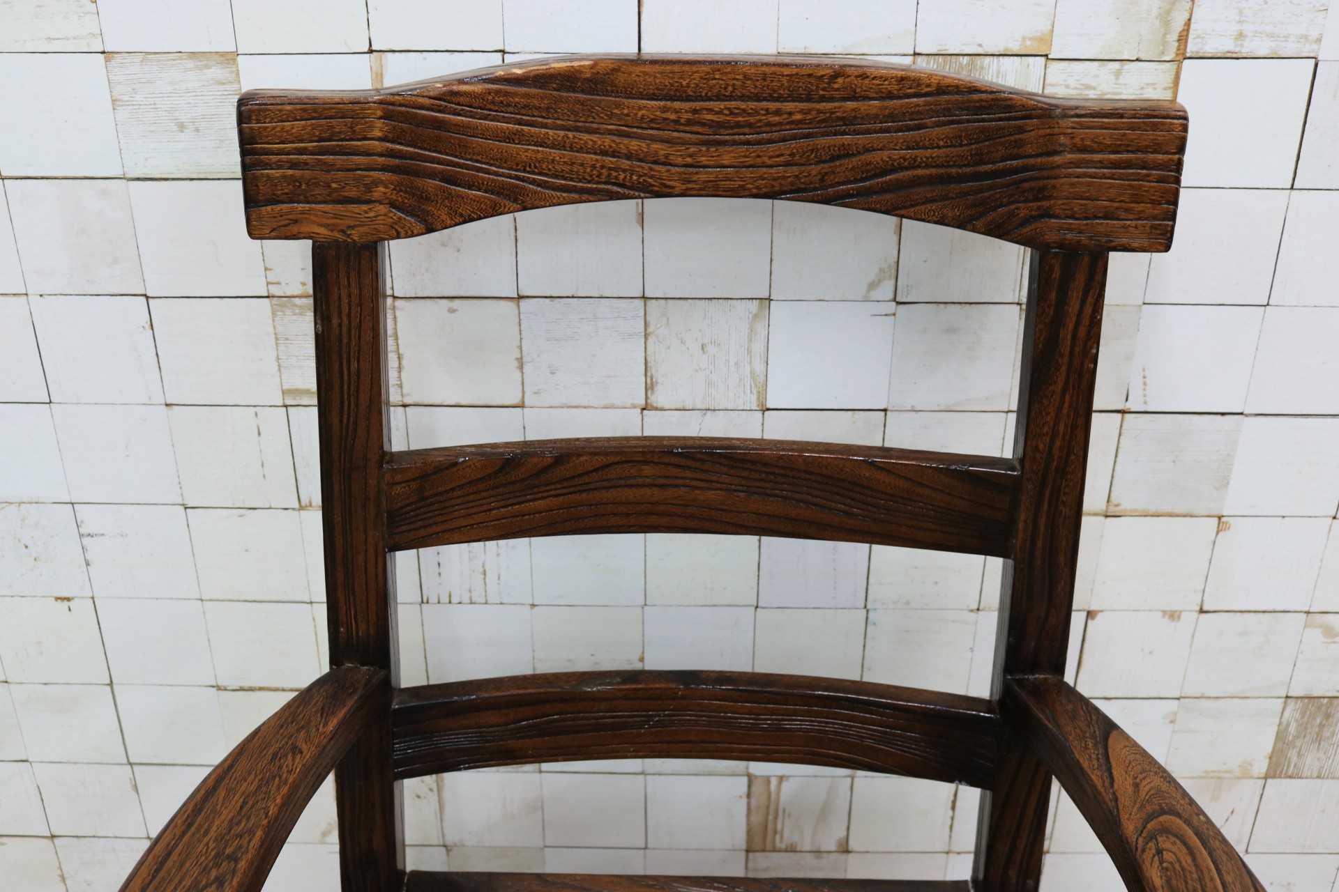 GMIS291B○アジアンリゾート ヴィンテージ ウッドチェア アームチェア ダイニングチェア 椅子 和モダン 民藝風 レトロ チェア