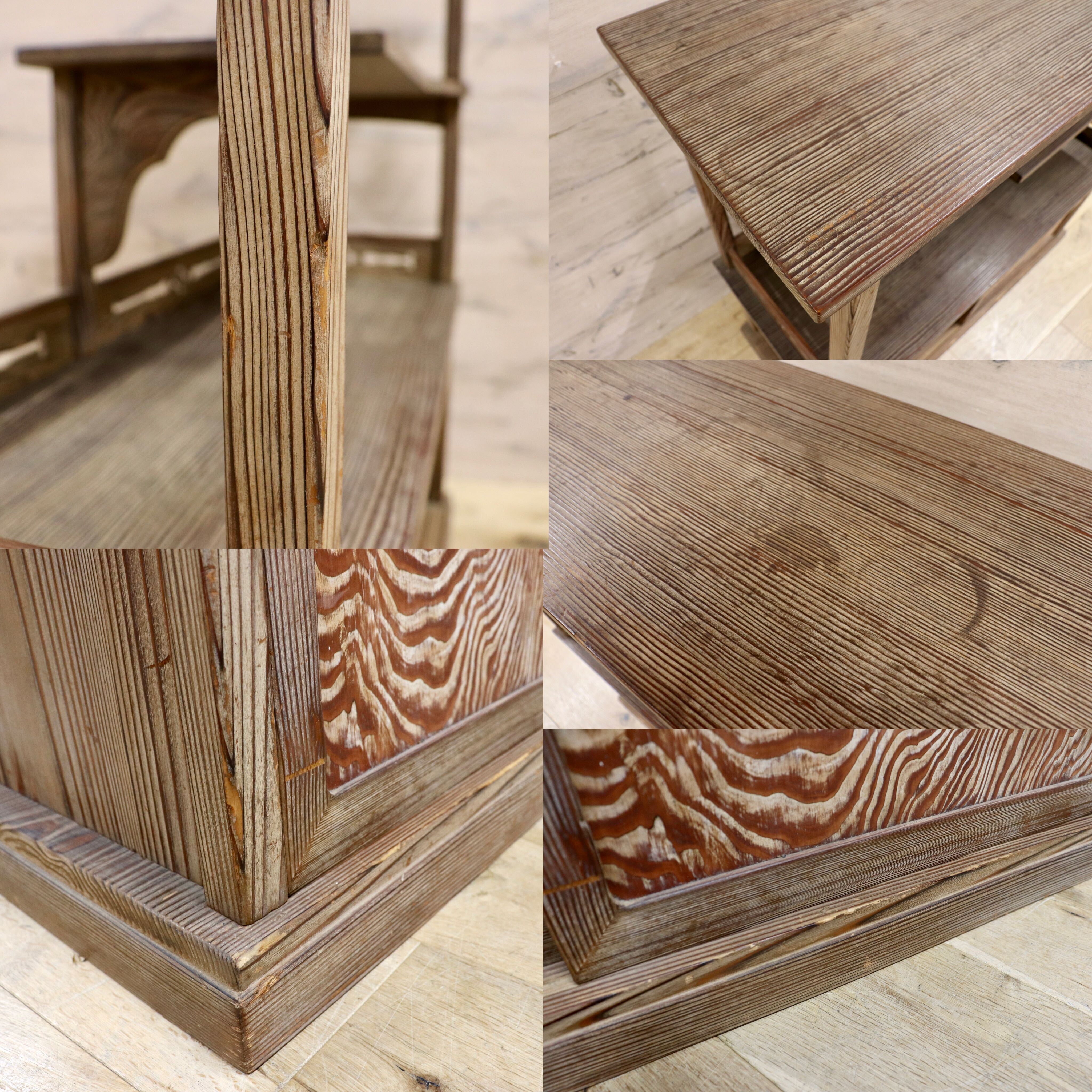 GMIS64○茶棚 茶箪笥 飾り棚 戸棚 無垢 透し彫り 和家具 和室 和モダン 古道具 古民家 アンティーク ヴィンテージ レトロ