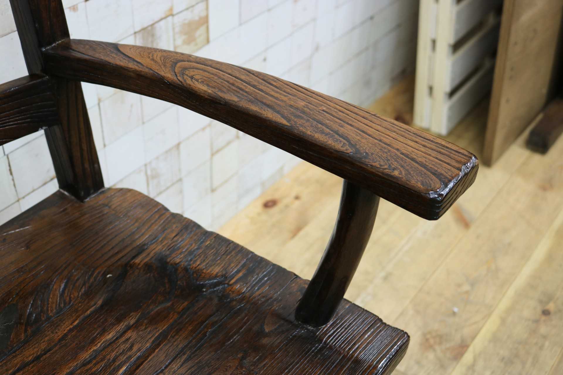 GMIS291B○アジアンリゾート ヴィンテージ ウッドチェア アームチェア ダイニングチェア 椅子 和モダン 民藝風 レトロ チェア