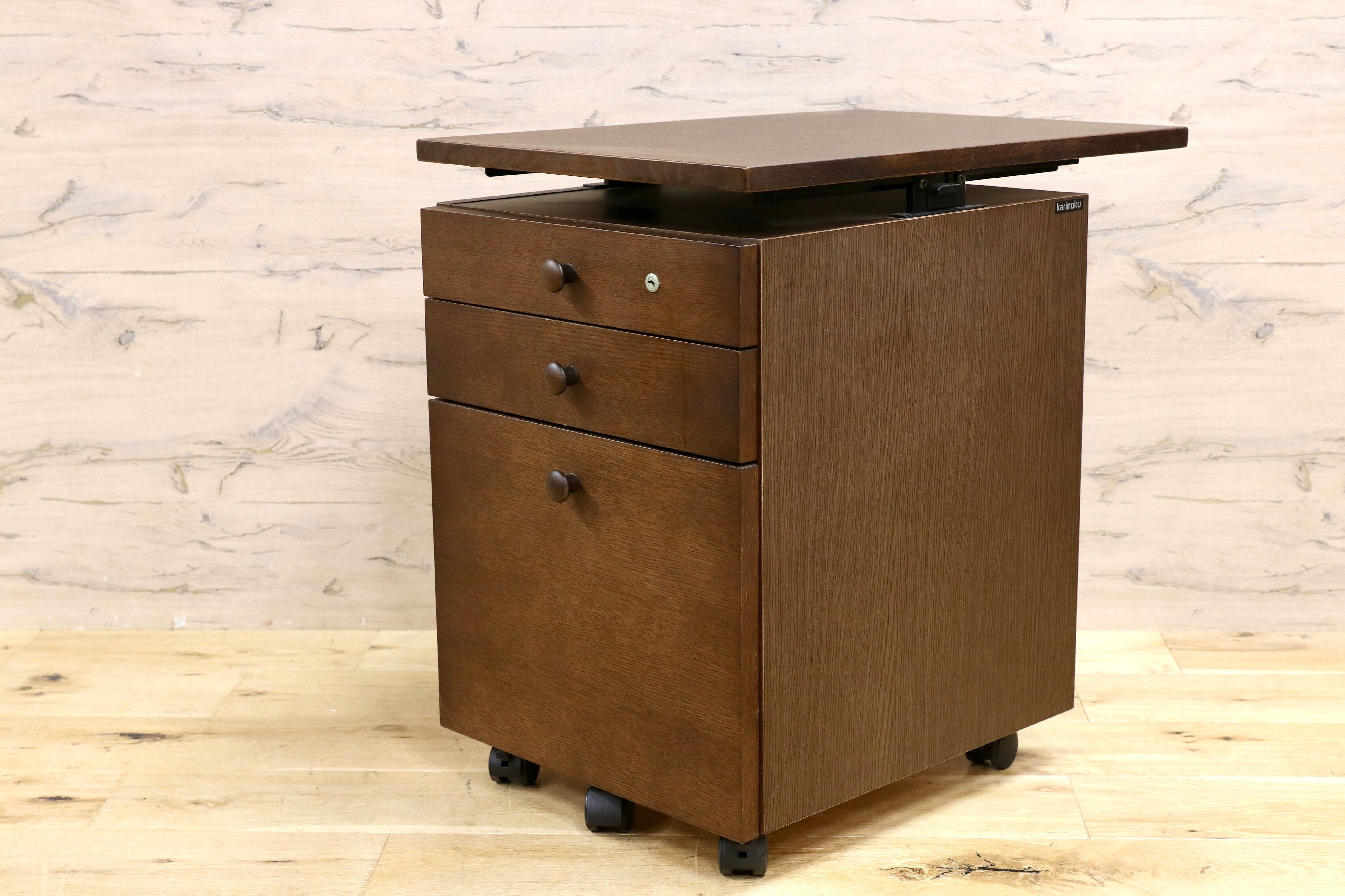 GMHK340○karimoku / カリモク ボナシェルタ 袖机 ワゴン 勉強机 ブラウン 脇机 国産家具 定価約7万