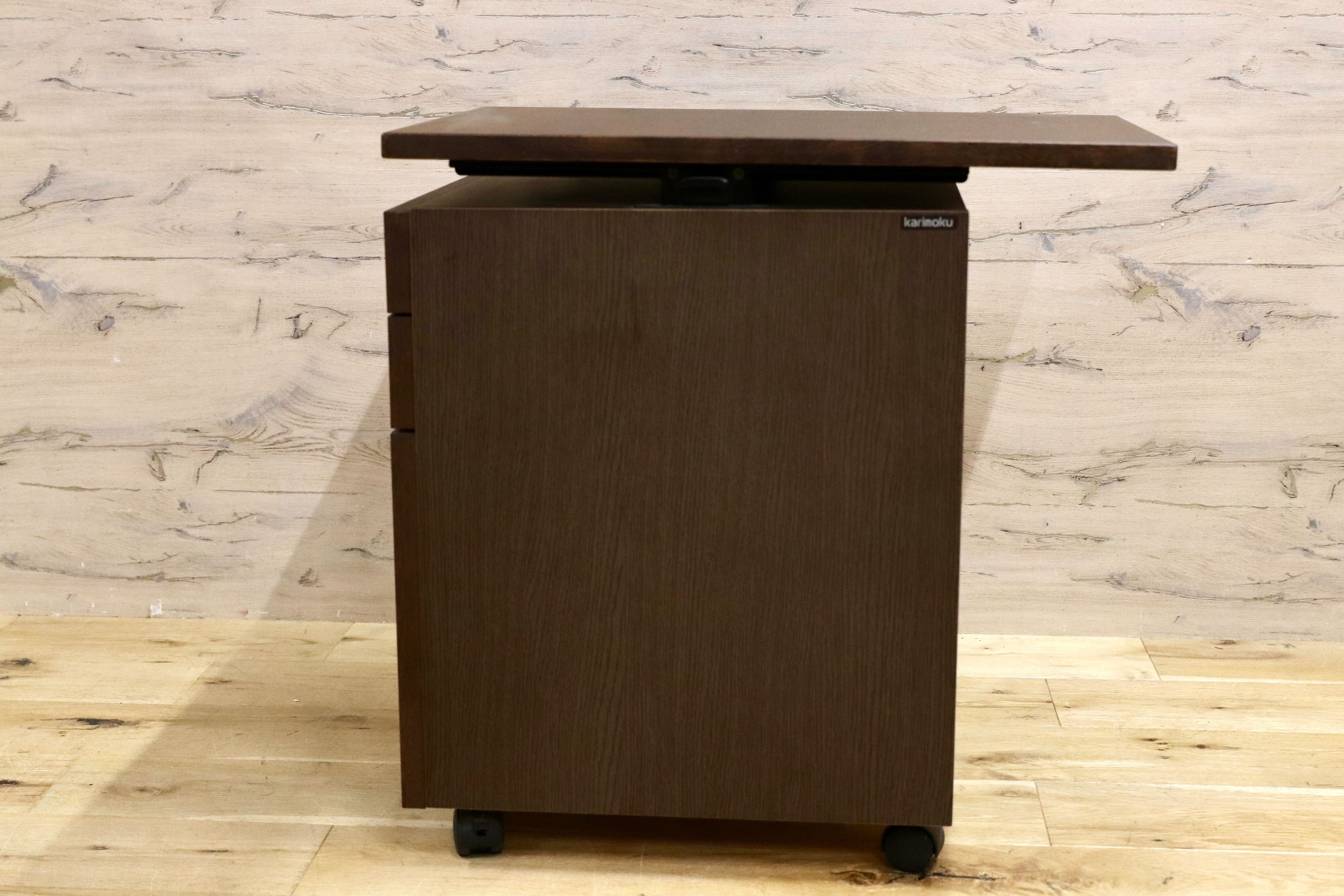 GMHK340○karimoku / カリモク ボナシェルタ 袖机 ワゴン 勉強机 ブラウン 脇机 国産家具 定価約7万