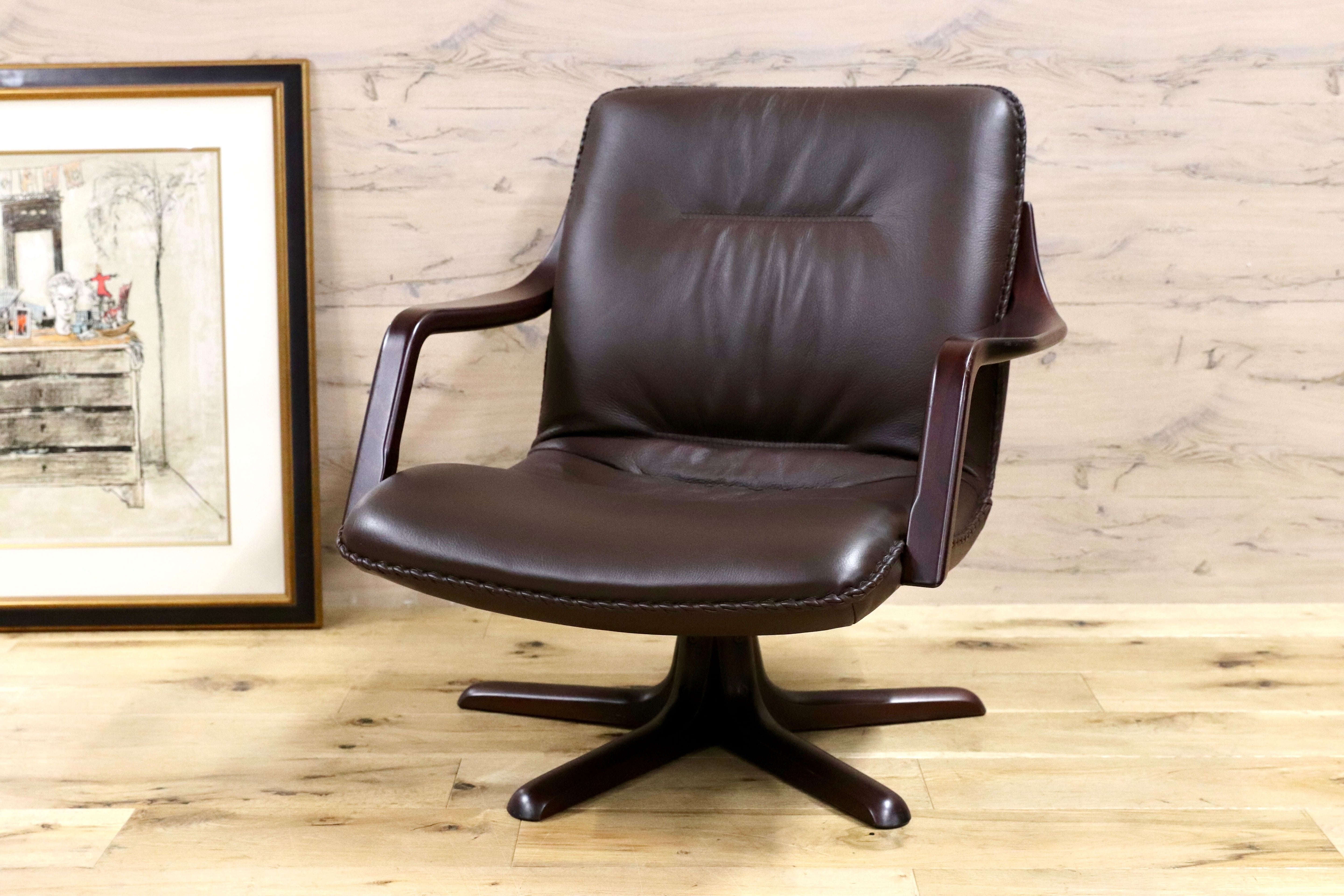 GMGH452○BERG Furniture / ベルグファニチャー 1人掛けソファ ラウンジチェア 本革 ローズウッド 北欧デンマーク 定価約34万