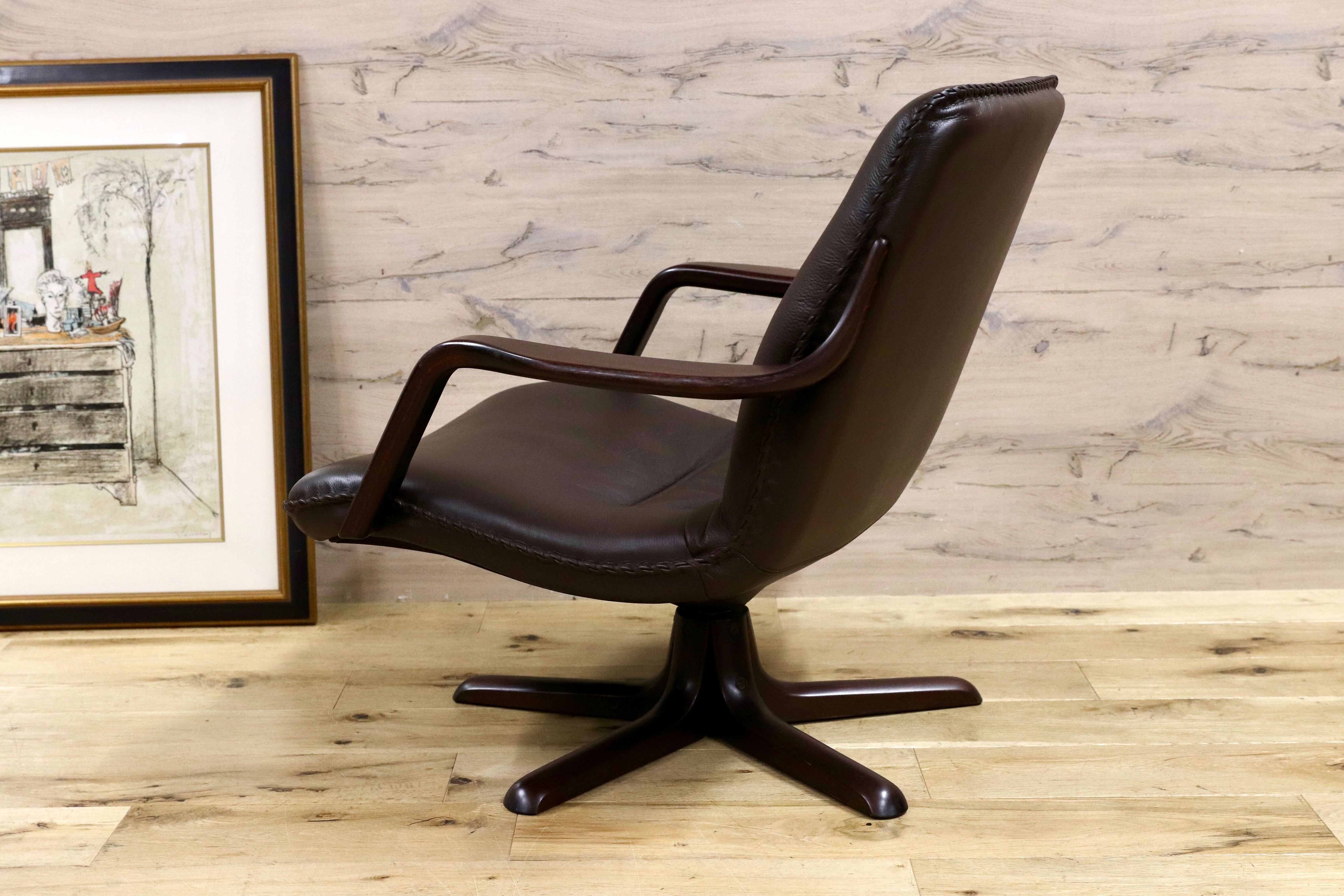 GMGH452○BERG Furniture / ベルグファニチャー 1人掛けソファ ラウンジチェア 本革 ローズウッド 北欧デンマーク 定価約34万