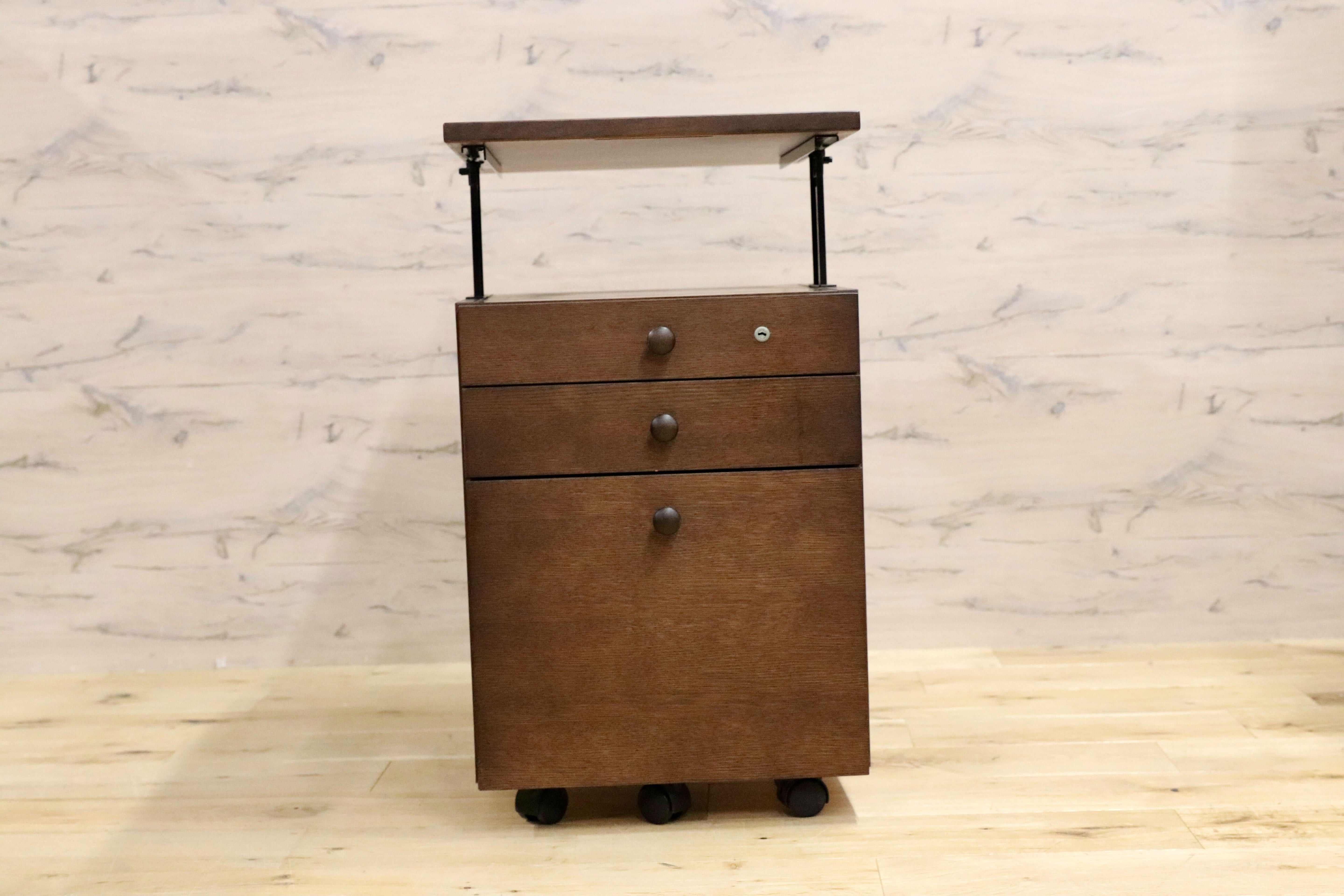 GMHK340○karimoku / カリモク ボナシェルタ 袖机 ワゴン 勉強机 ブラウン 脇机 国産家具 定価約7万