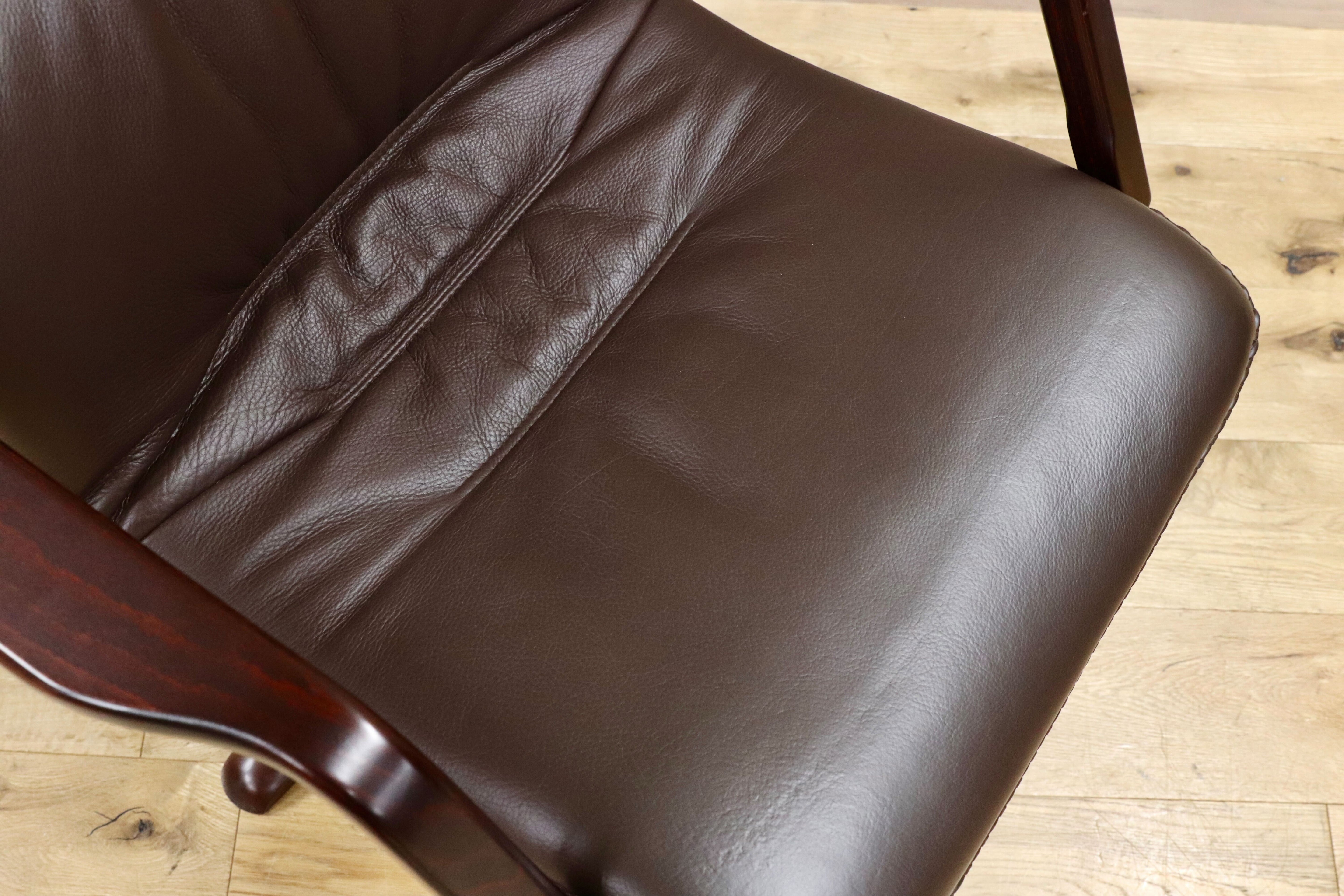 GMGH452○BERG Furniture / ベルグファニチャー 1人掛けソファ ラウンジチェア 本革 ローズウッド 北欧デンマーク 定価約34万