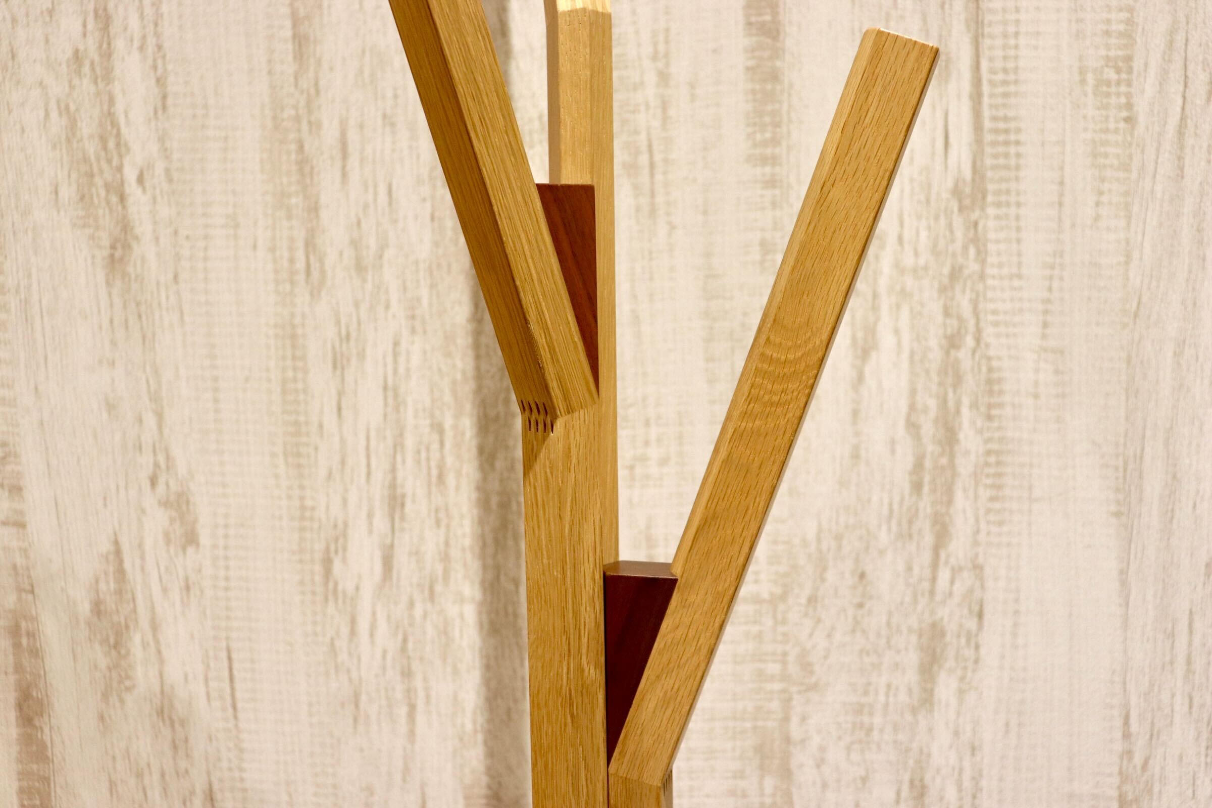 GMIS162◯匠工芸 / TAKUMI ポールハンガー コートハンガー ハンガーラック 帽子掛け オーク材 国産家具 定価約4.8万 展示品