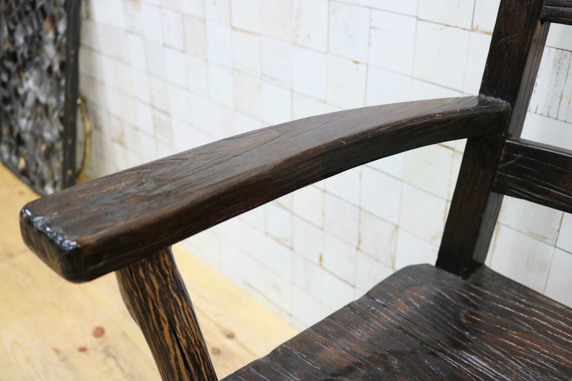 GMIS291C○アジアンリゾート ヴィンテージ ウッドチェア アームチェア ダイニングチェア 椅子 和モダン 民藝風 レトロ チェア