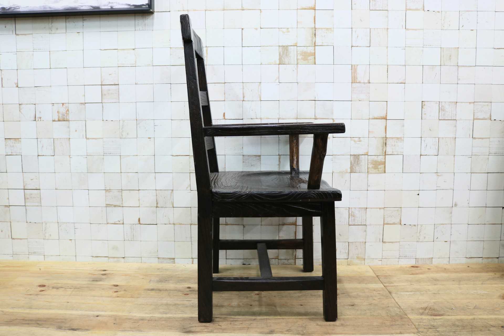 GMIS291C○アジアンリゾート ヴィンテージ ウッドチェア アームチェア ダイニングチェア 椅子 和モダン 民藝風 レトロ チェア