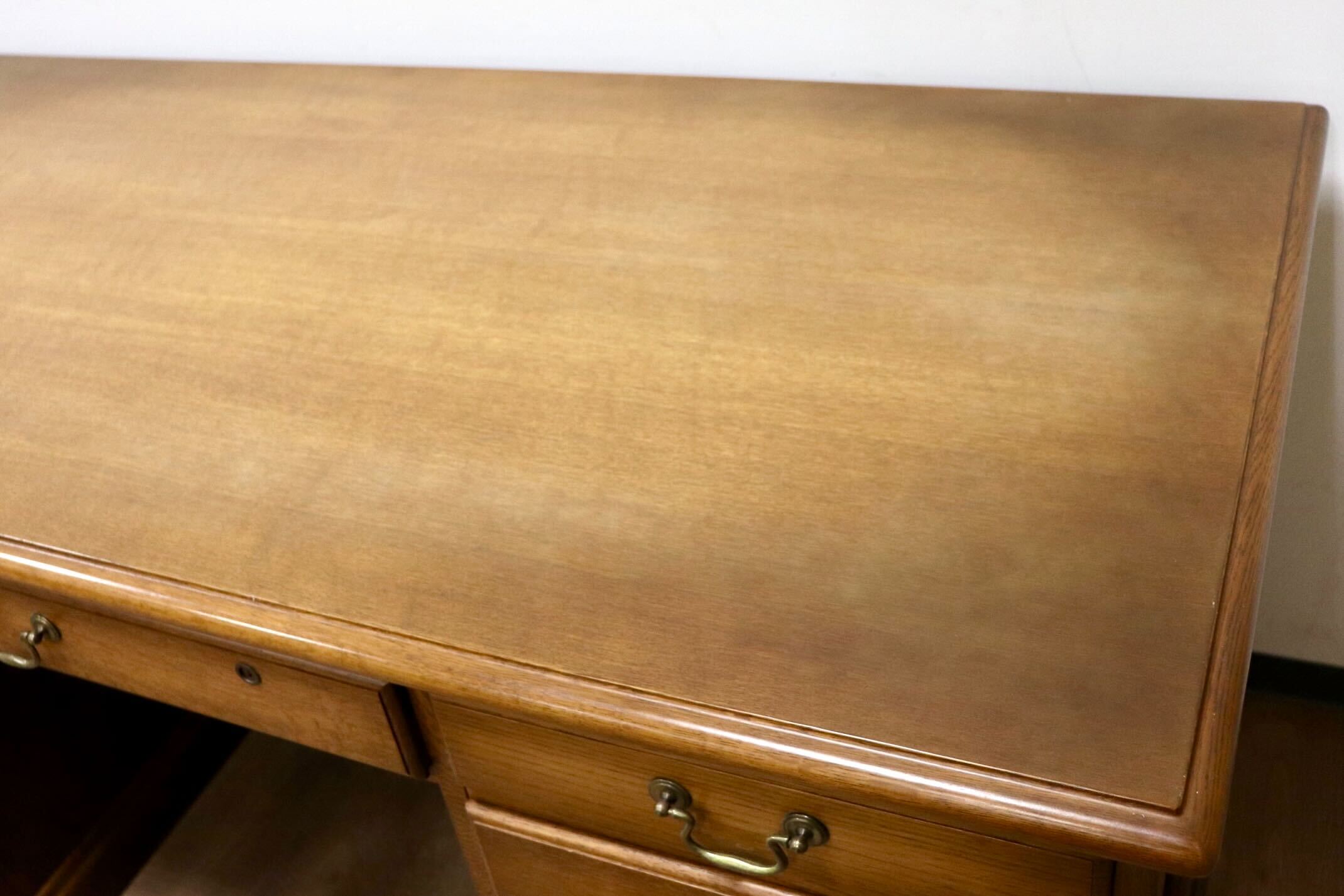 GMGH87B○飛騨産業 / HIDA キツツキ 両袖デスク 書斎机 学習机 役員デスク 机 デスク 楢材 和モダン レトロ カントリー 飛騨家具 稀少