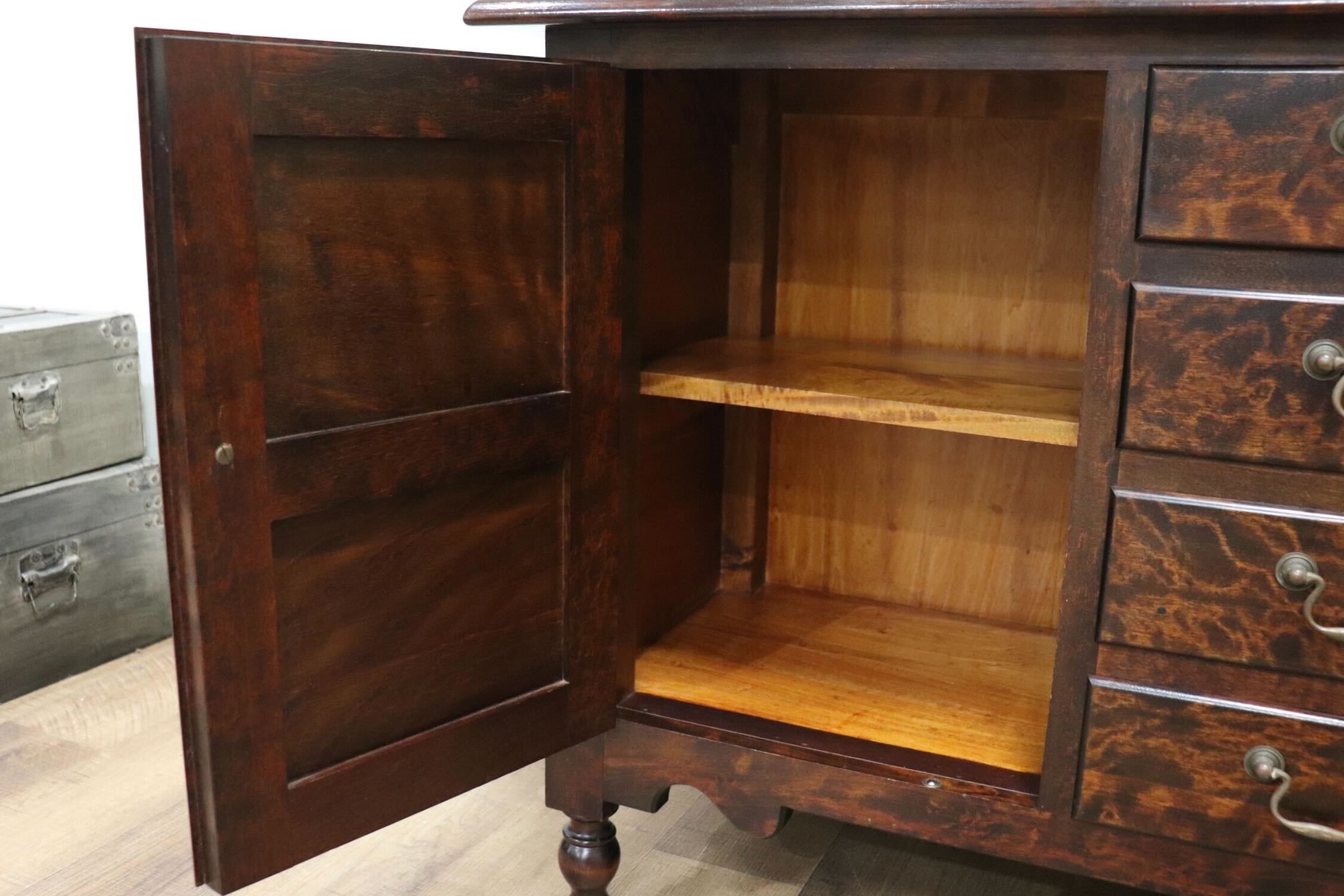 GMHK867○松本民芸家具 サイドボード チェスト キャビネット 収納家具 飾り棚 国産家具 モダン ミズメザクラ 無垢材