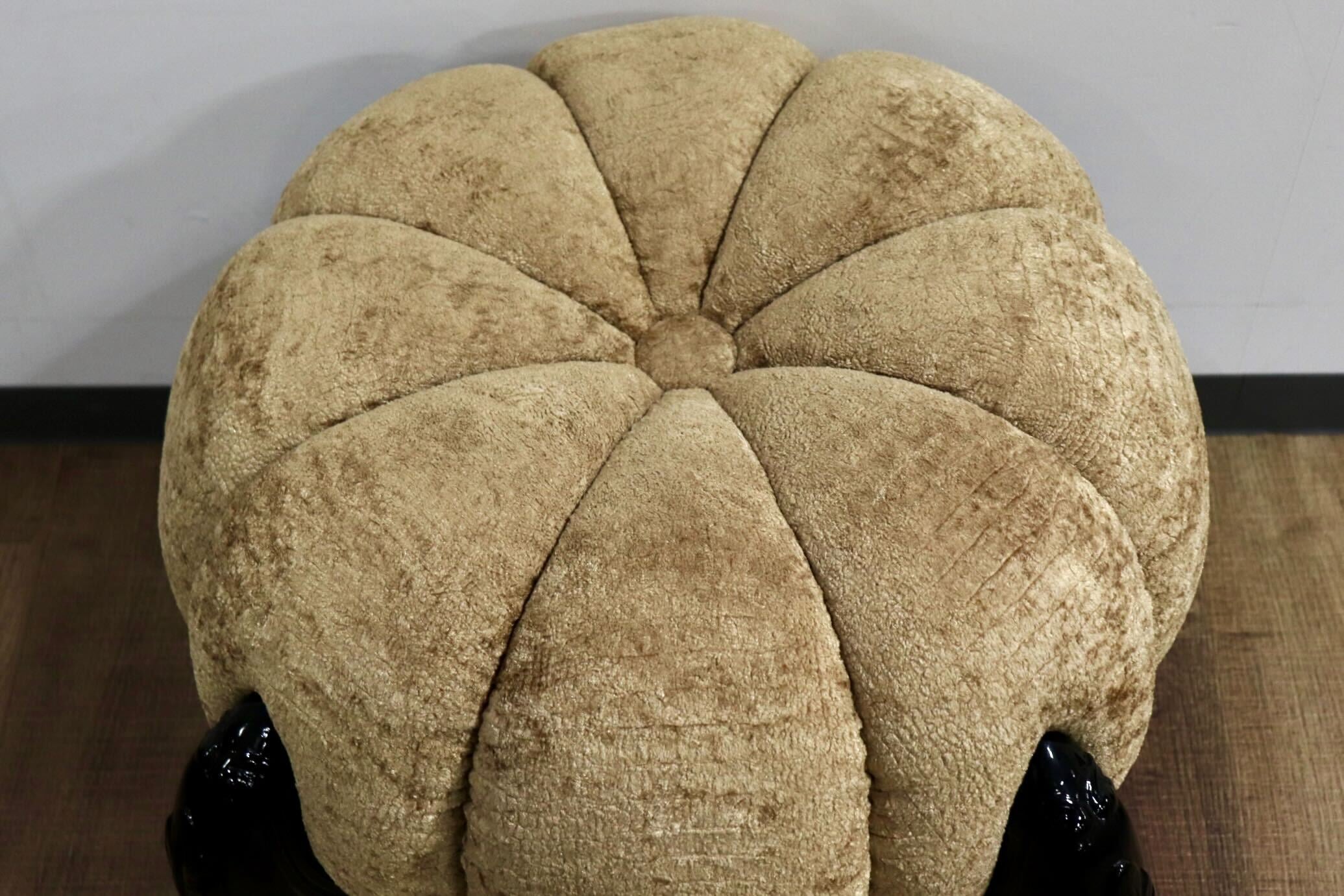 GMHH489E○パンプキンスツール アンティーク調 猫脚 ファブリック オットマン 腰掛け ヨーロピアン エレガント チェア 展示品