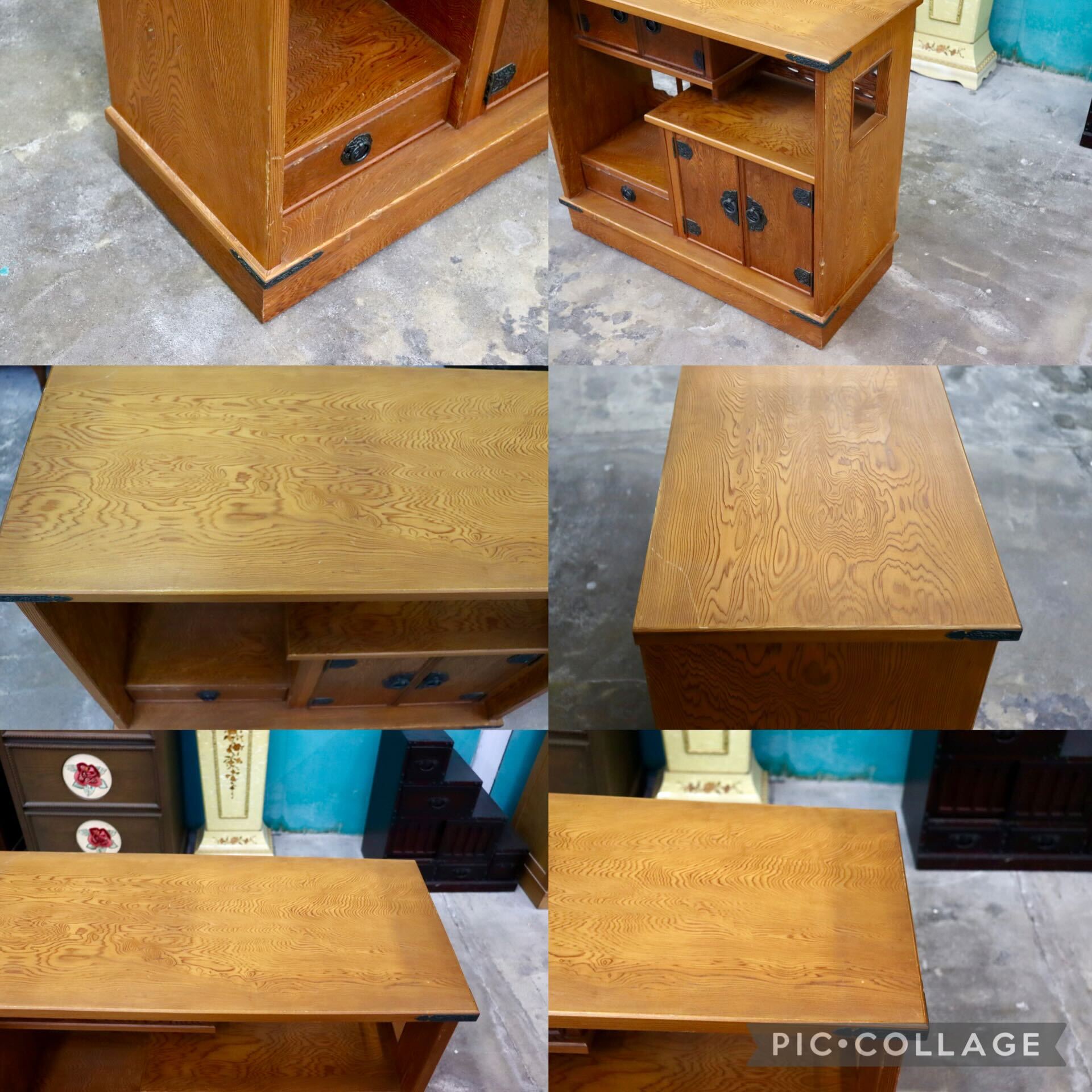 GMIK809○世界遺産屋久杉 茶棚 茶箪笥 飾り棚 サイドボード リビングボード 和室 座敷 古民家 和モダン