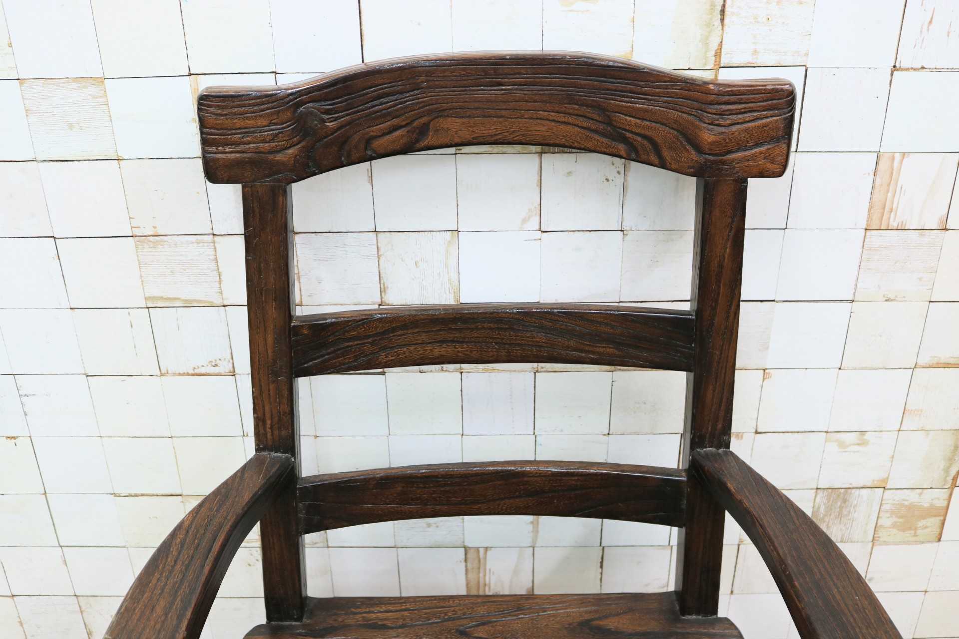 GMIS291D○アジアンリゾート ヴィンテージ ウッドチェア アームチェア ダイニングチェア 椅子 和モダン 民藝風 レトロ チェア