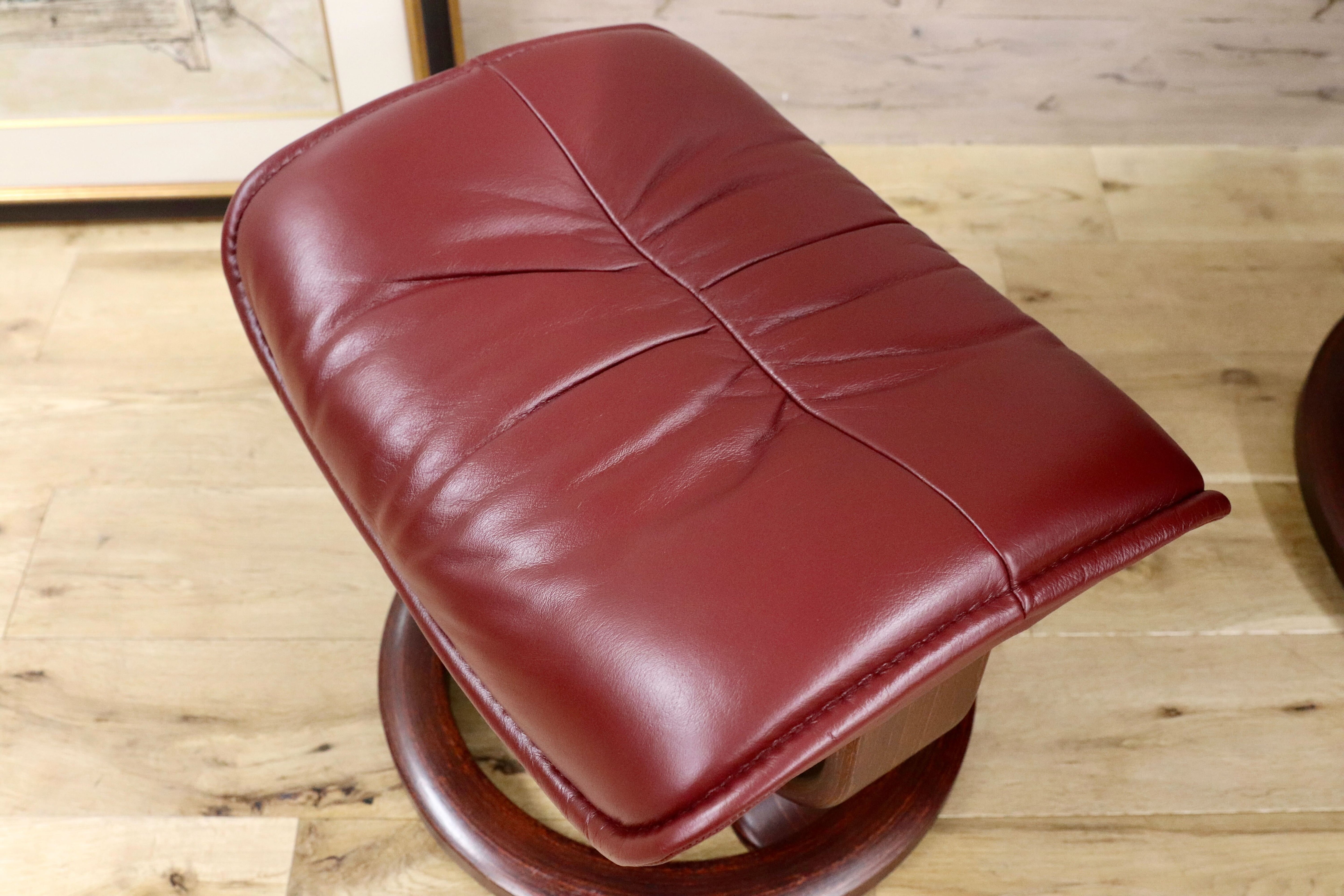 GMGT220○EKORNES / エコーネス コンサル リクライニングチェア 1人掛けソファ 本革 臙脂色 北欧家具 ノルウェー ヴィンテージ 稀少