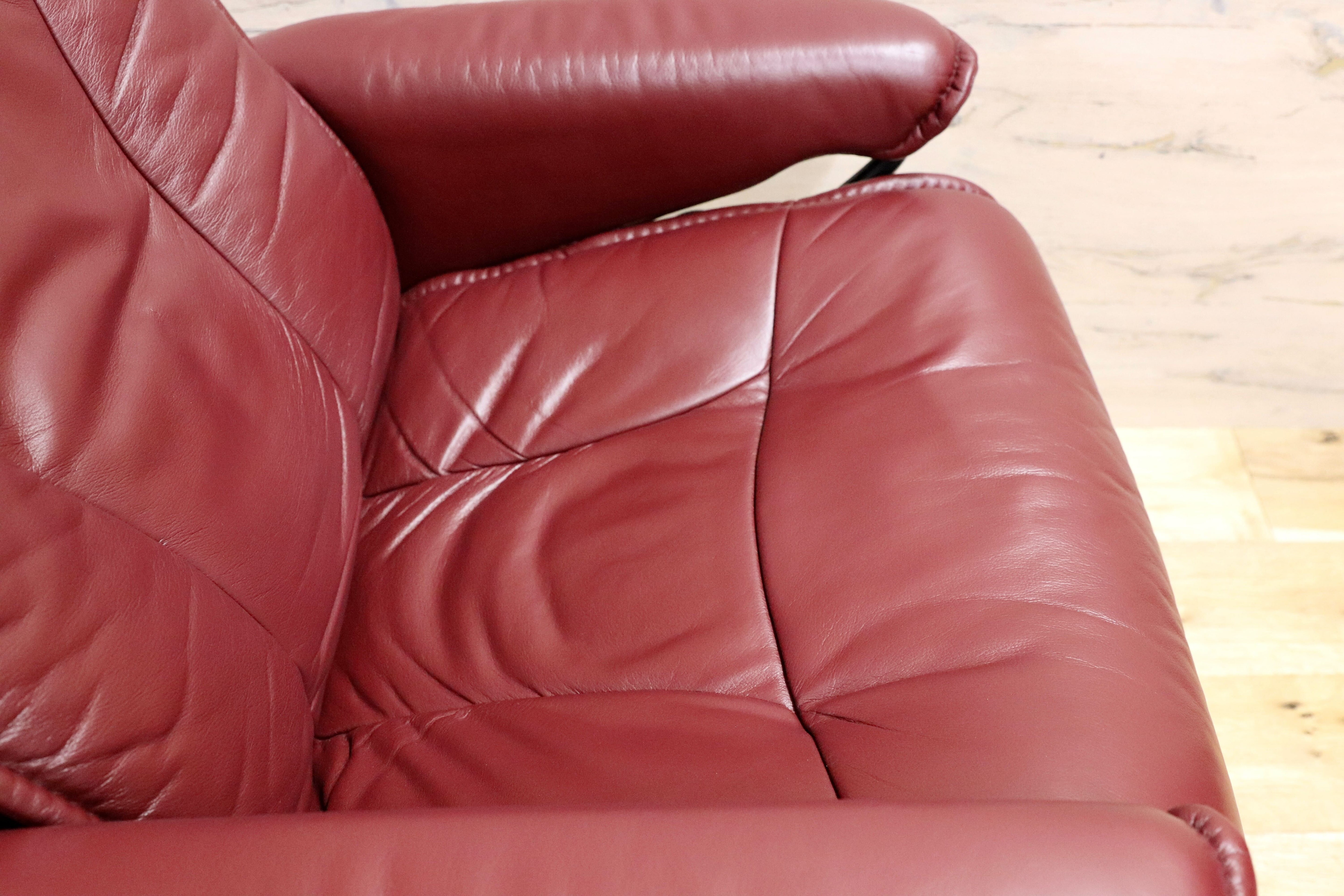 GMGT220○EKORNES / エコーネス コンサル リクライニングチェア 1人掛けソファ 本革 臙脂色 北欧家具 ノルウェー ヴィンテージ 稀少