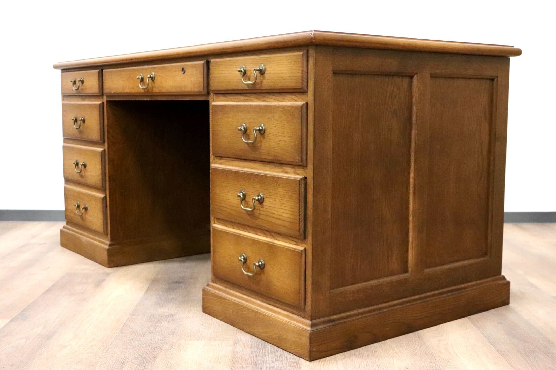 GMGH87B○飛騨産業 / HIDA キツツキ 両袖デスク 書斎机 学習机 役員デスク 机 デスク 楢材 和モダン レトロ カントリー 飛騨家具 稀少