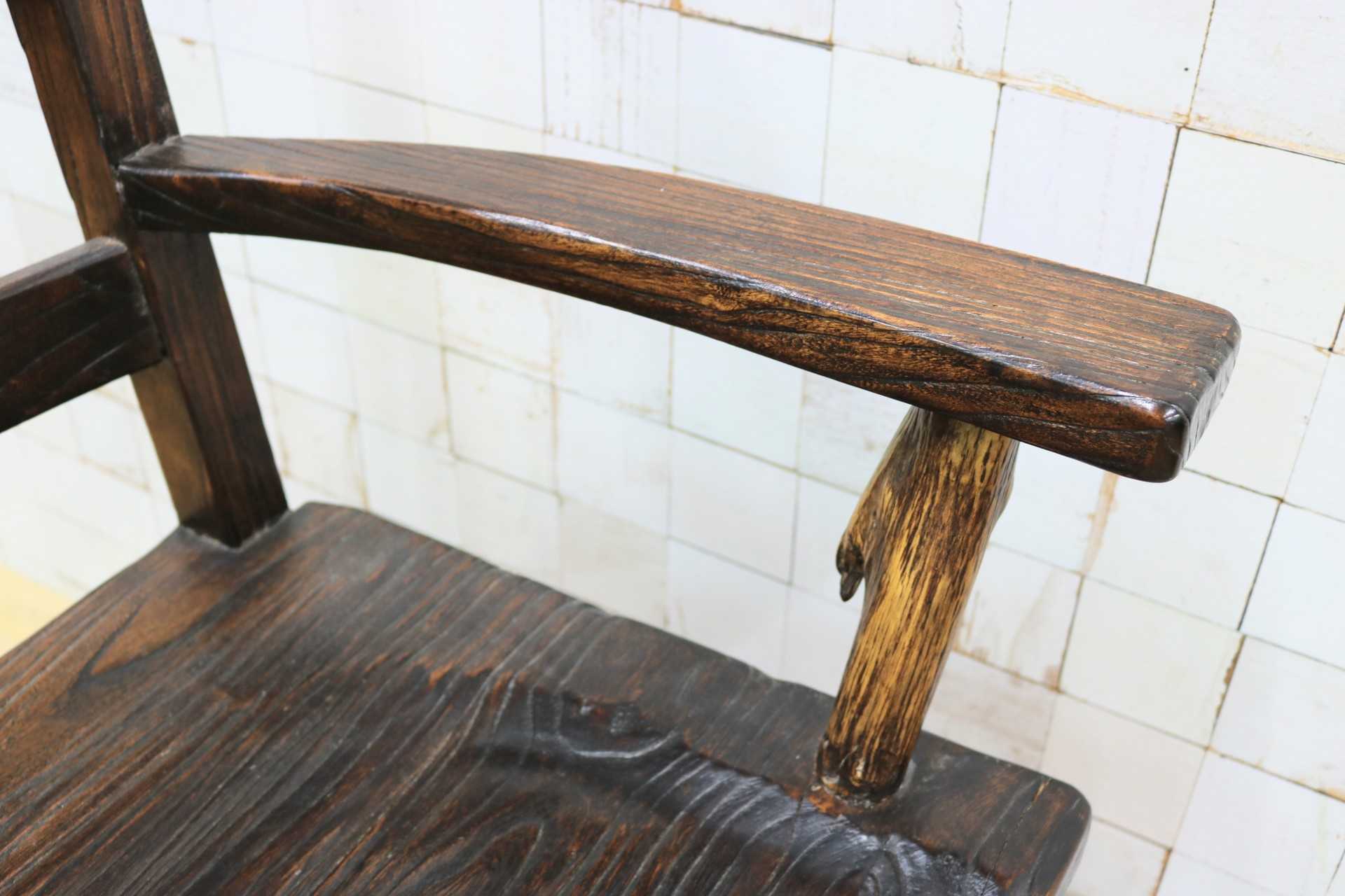 GMIS291D○アジアンリゾート ヴィンテージ ウッドチェア アームチェア ダイニングチェア 椅子 和モダン 民藝風 レトロ チェア