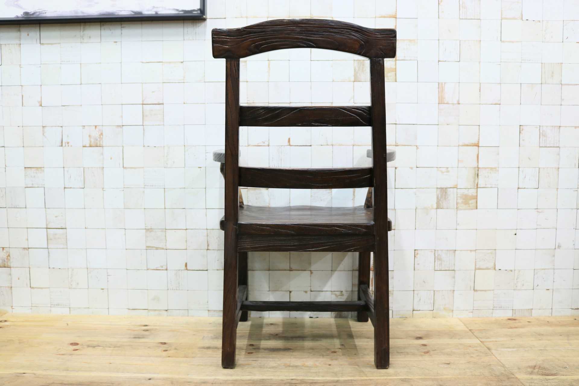 GMIS291D○アジアンリゾート ヴィンテージ ウッドチェア アームチェア ダイニングチェア 椅子 和モダン 民藝風 レトロ チェア