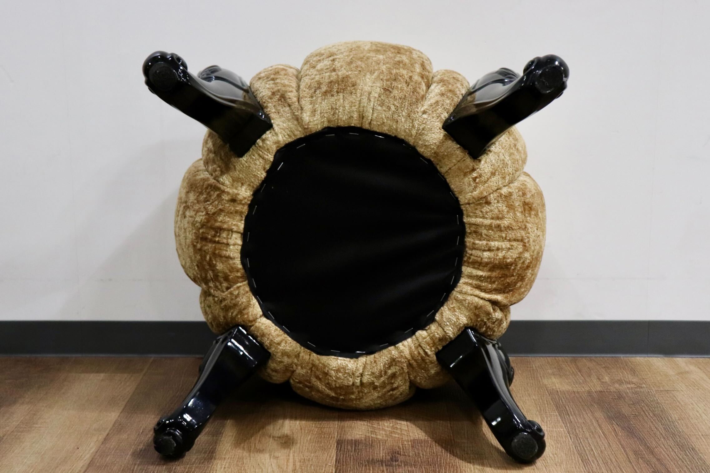 GMHH489E○パンプキンスツール アンティーク調 猫脚 ファブリック オットマン 腰掛け ヨーロピアン エレガント チェア 展示品