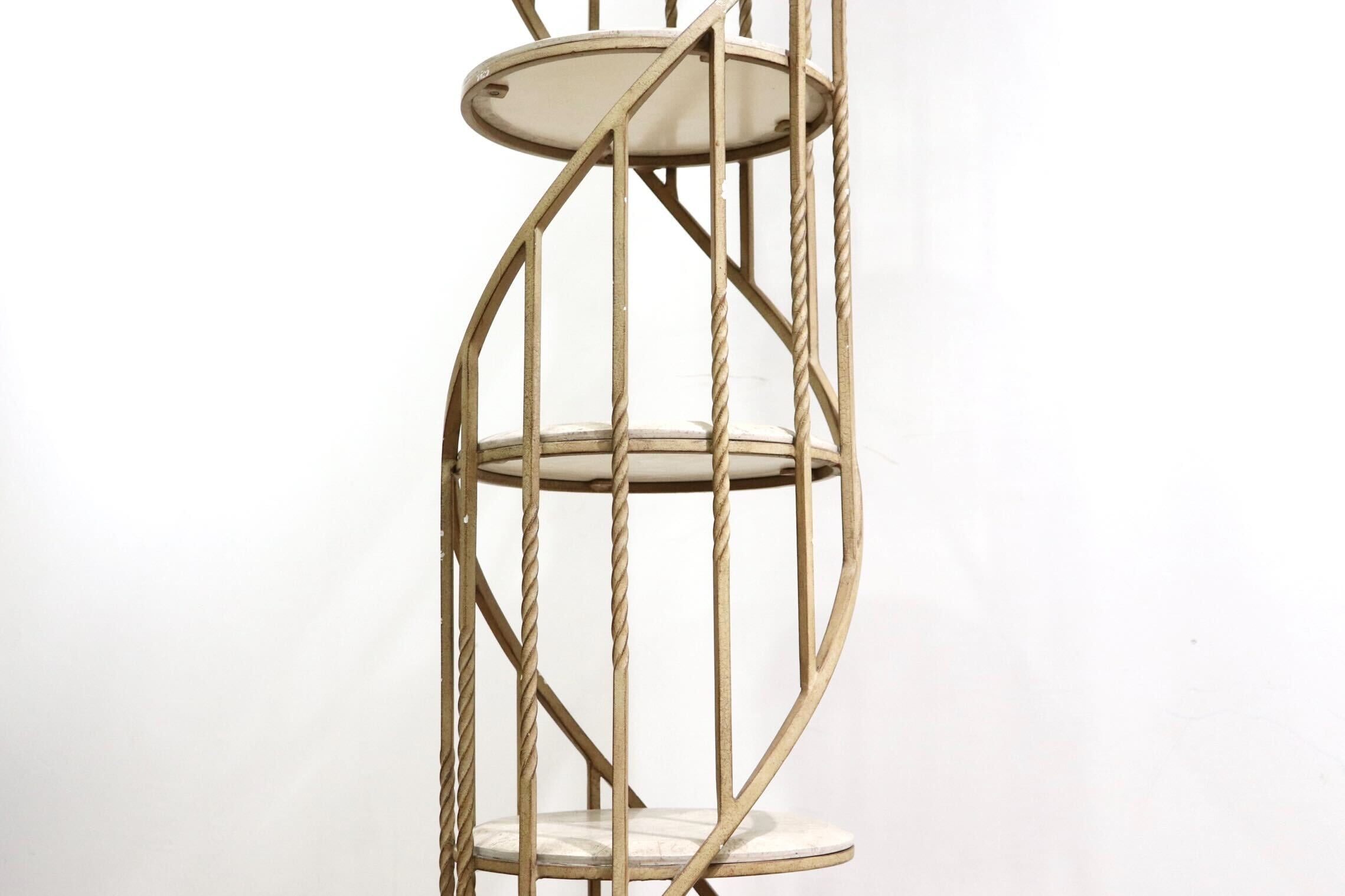 GMHK374○西洋アンティーク調 フラワースタンド 花台 飾り棚 ディスプレイラック タイル 石材 アイアンフレーム 店舗什器