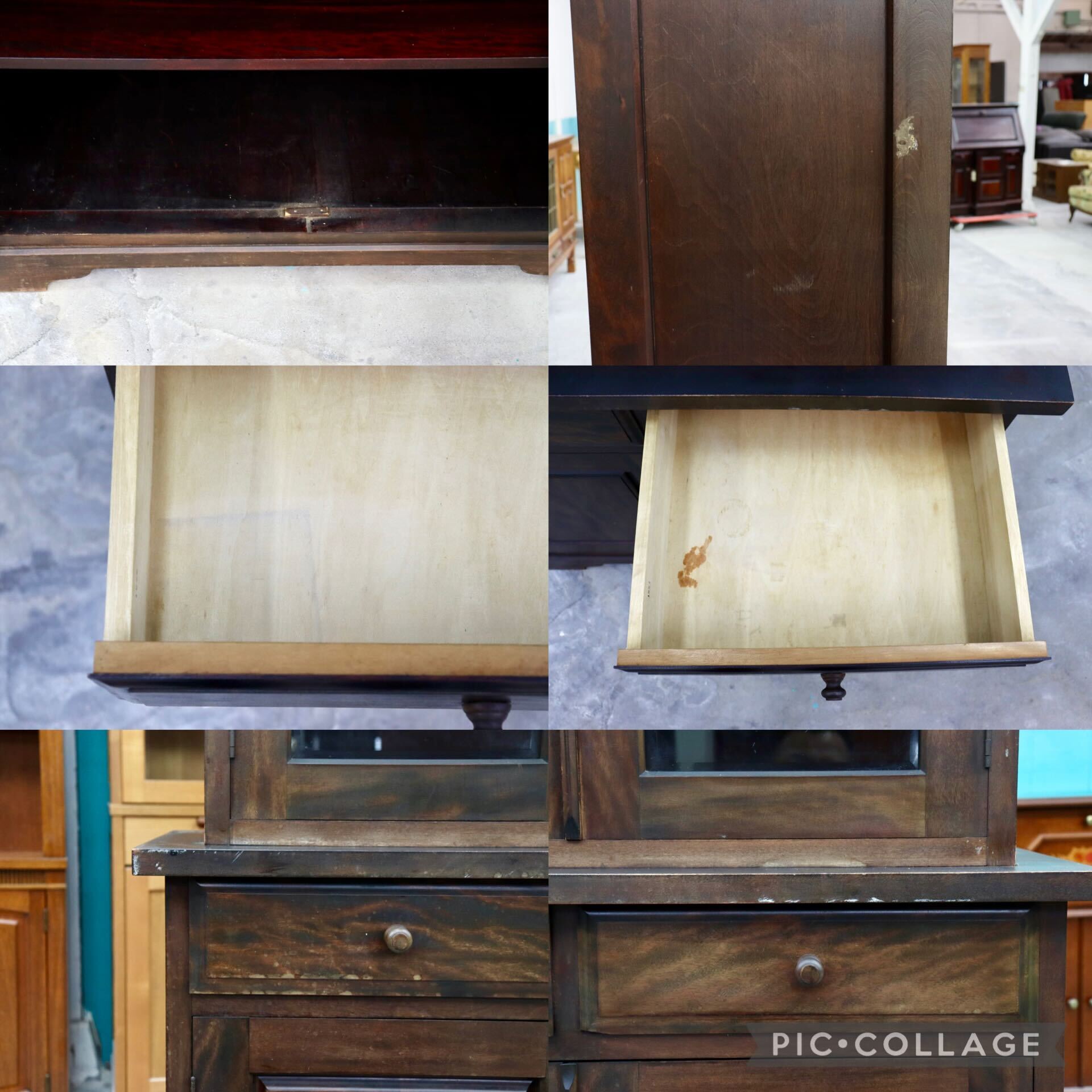 GMHK866○九州民芸家具 食器棚 本棚 飾り棚 カップボード キャビネット 収納家具 和家具 レトロ 古民家 ヴィンテージ 検)松本民芸家具