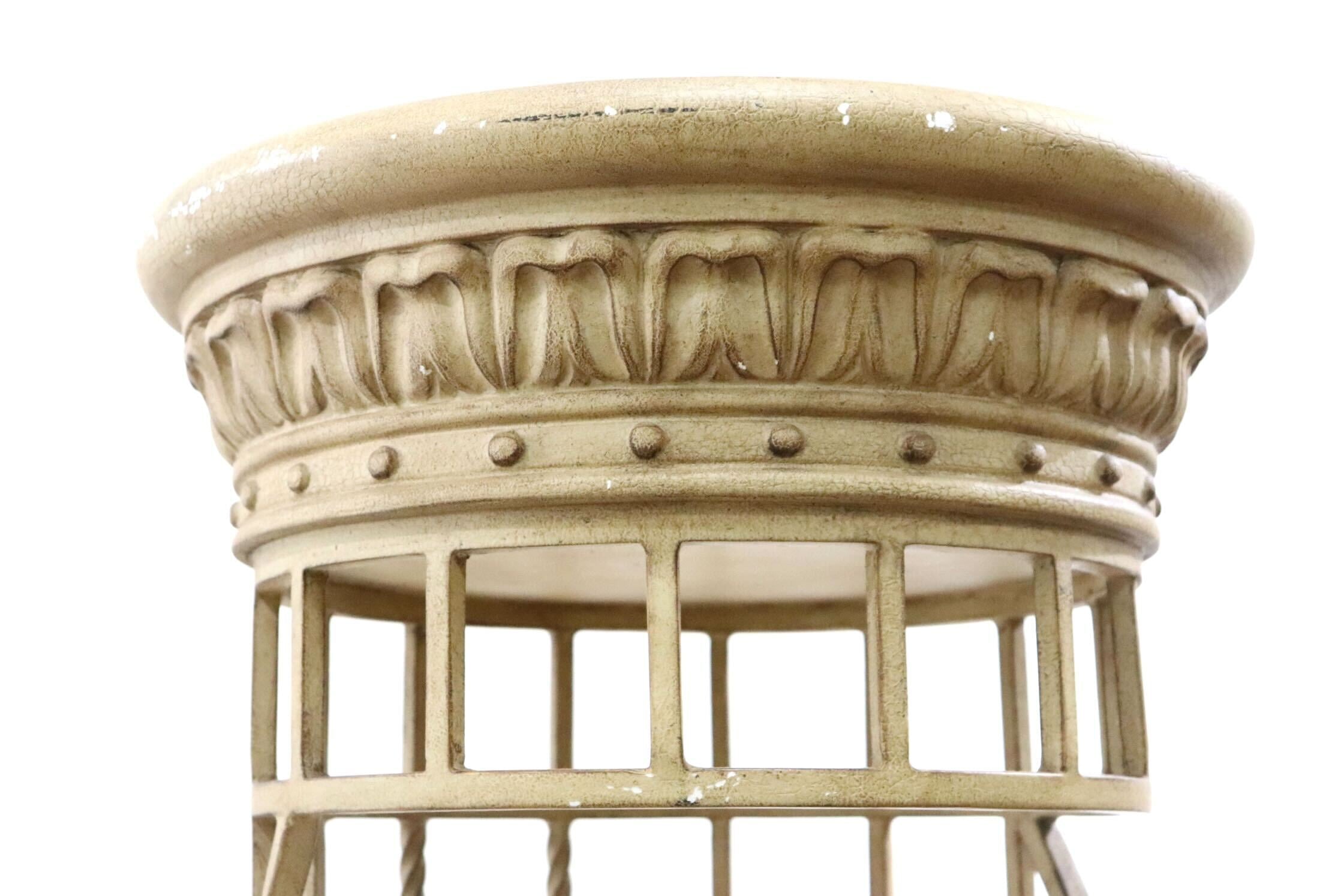 GMHK374○西洋アンティーク調 フラワースタンド 花台 飾り棚 ディスプレイラック タイル 石材 アイアンフレーム 店舗什器