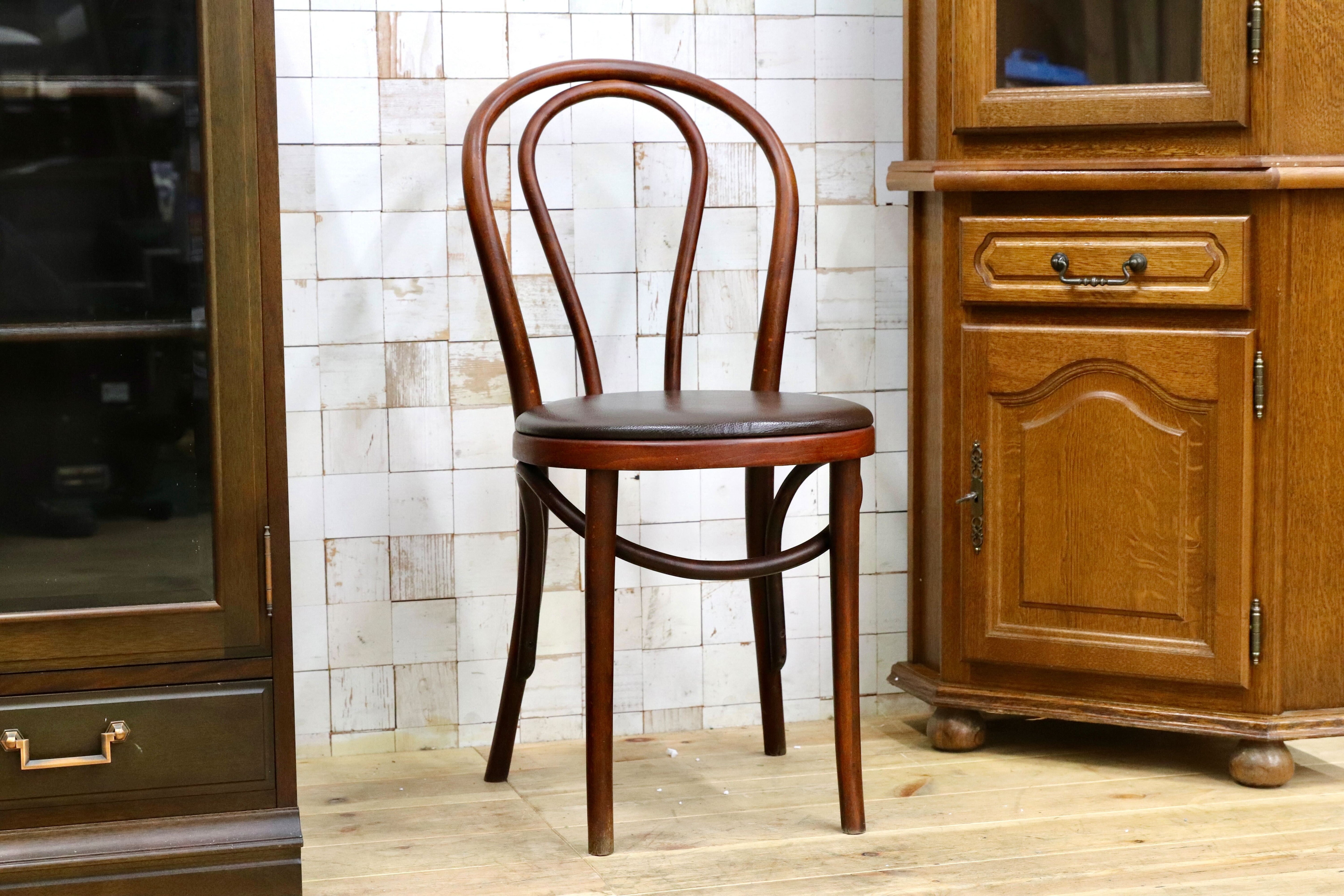 GMIH421B○maruni / マルニ オールド ヴィンテージ ベントウッドチェア ルーマニア製 曲木 アンティーク 合皮 ブナ材 稀少