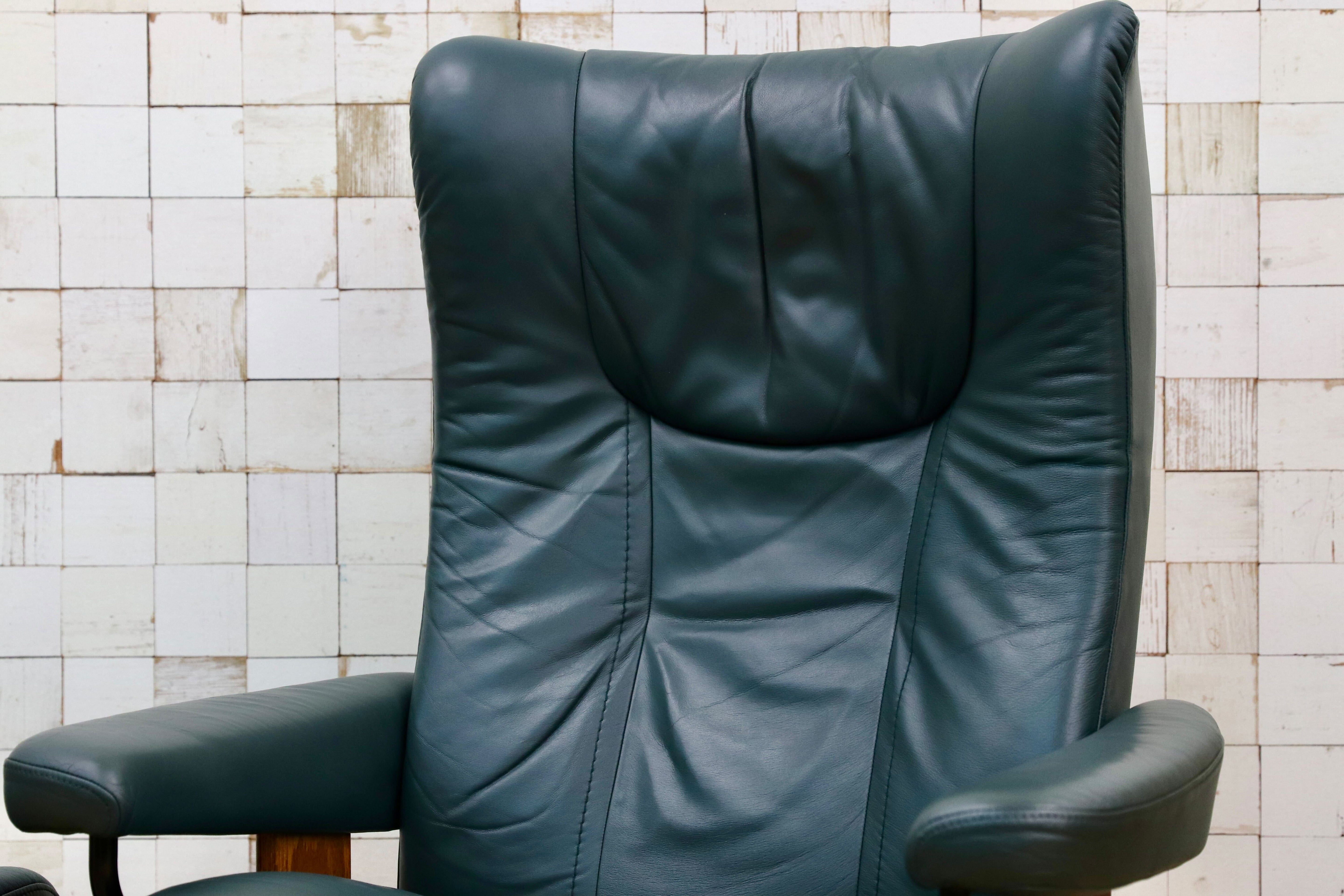 GMIK186○EKORNES / エコーネス ストレスレスチェア オットマンセット 本革 グリーン 北欧 ノルウェー リクライニングチェア 1人掛け