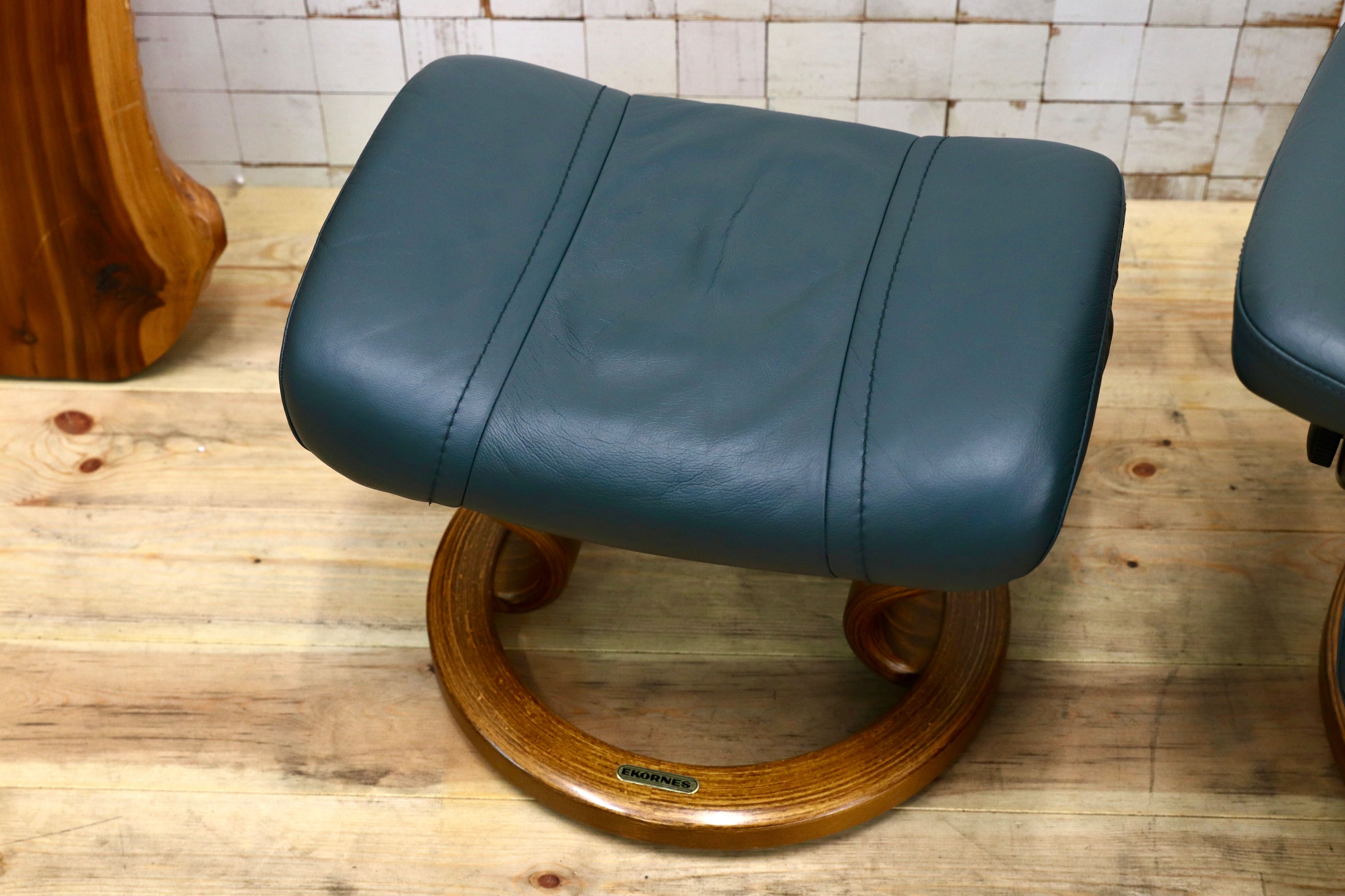 GMIK186○EKORNES / エコーネス ストレスレスチェア オットマンセット 本革 グリーン 北欧 ノルウェー リクライニングチェア 1人掛け