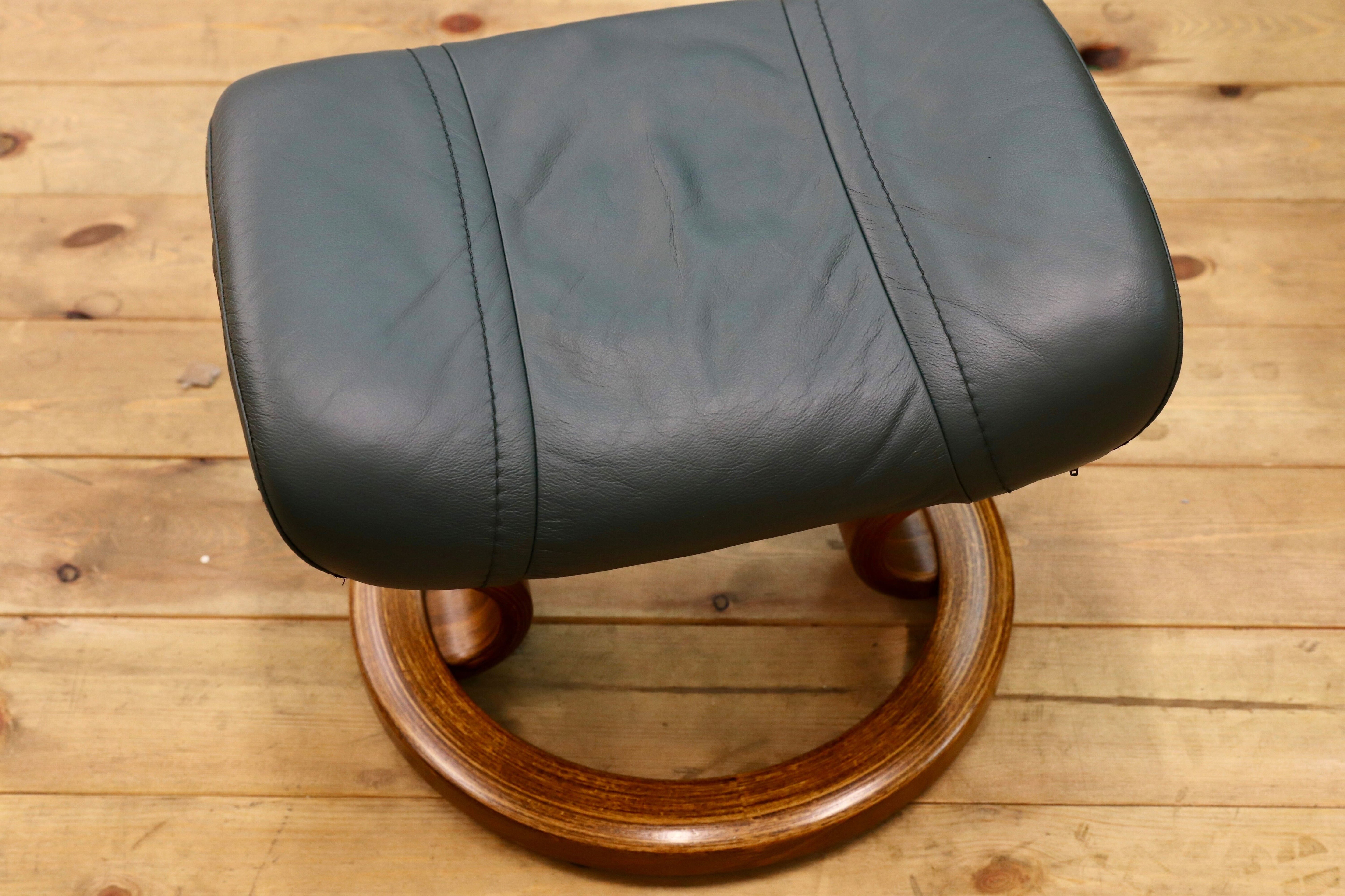 GMIK186○EKORNES / エコーネス ストレスレスチェア オットマンセット 本革 グリーン 北欧 ノルウェー リクライニングチェア 1人掛け