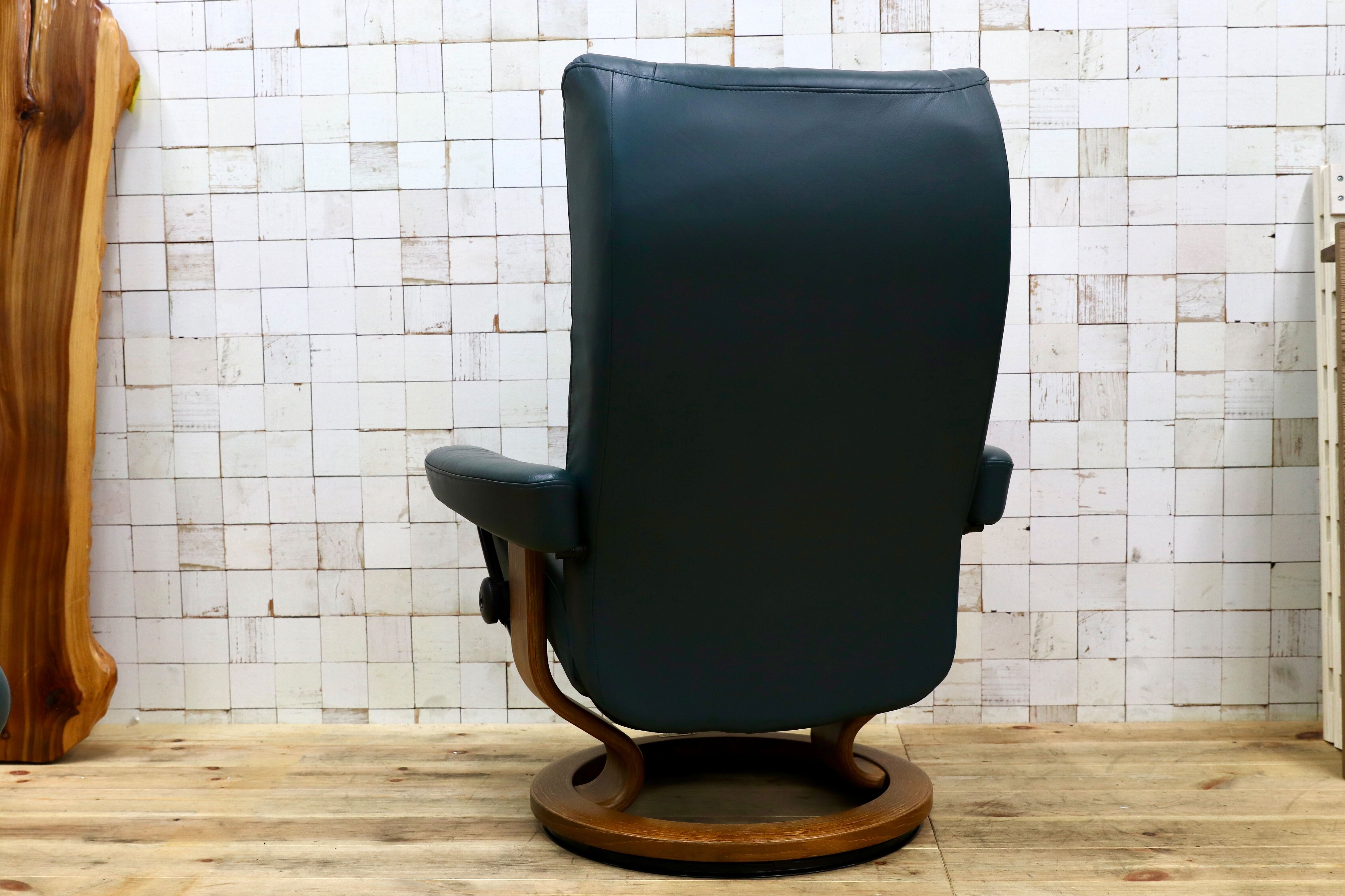 GMIK186○EKORNES / エコーネス ストレスレスチェア オットマンセット 本革 グリーン 北欧 ノルウェー リクライニングチェア 1人掛け