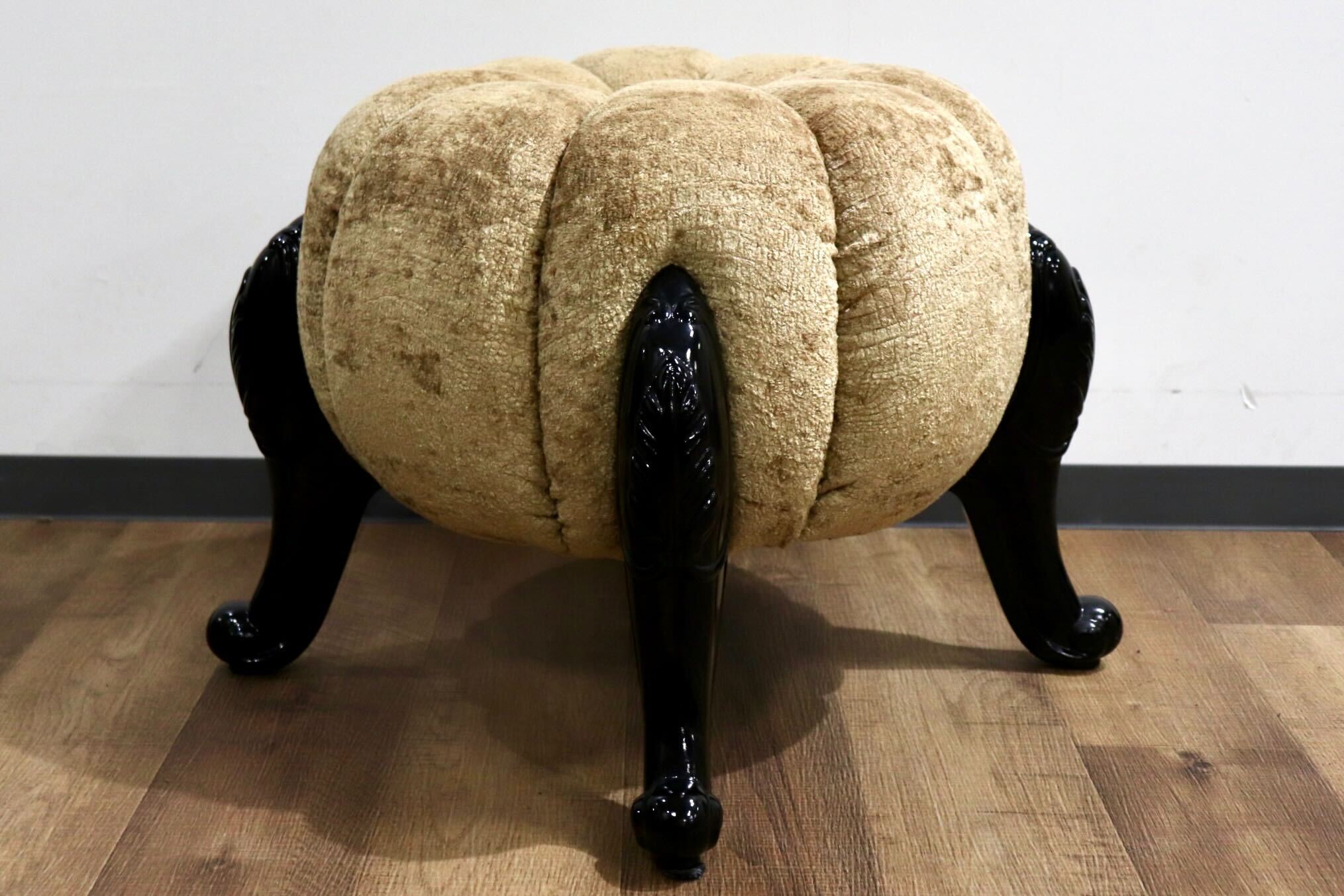 GMHH489E○パンプキンスツール アンティーク調 猫脚 ファブリック オットマン 腰掛け ヨーロピアン エレガント チェア 展示品