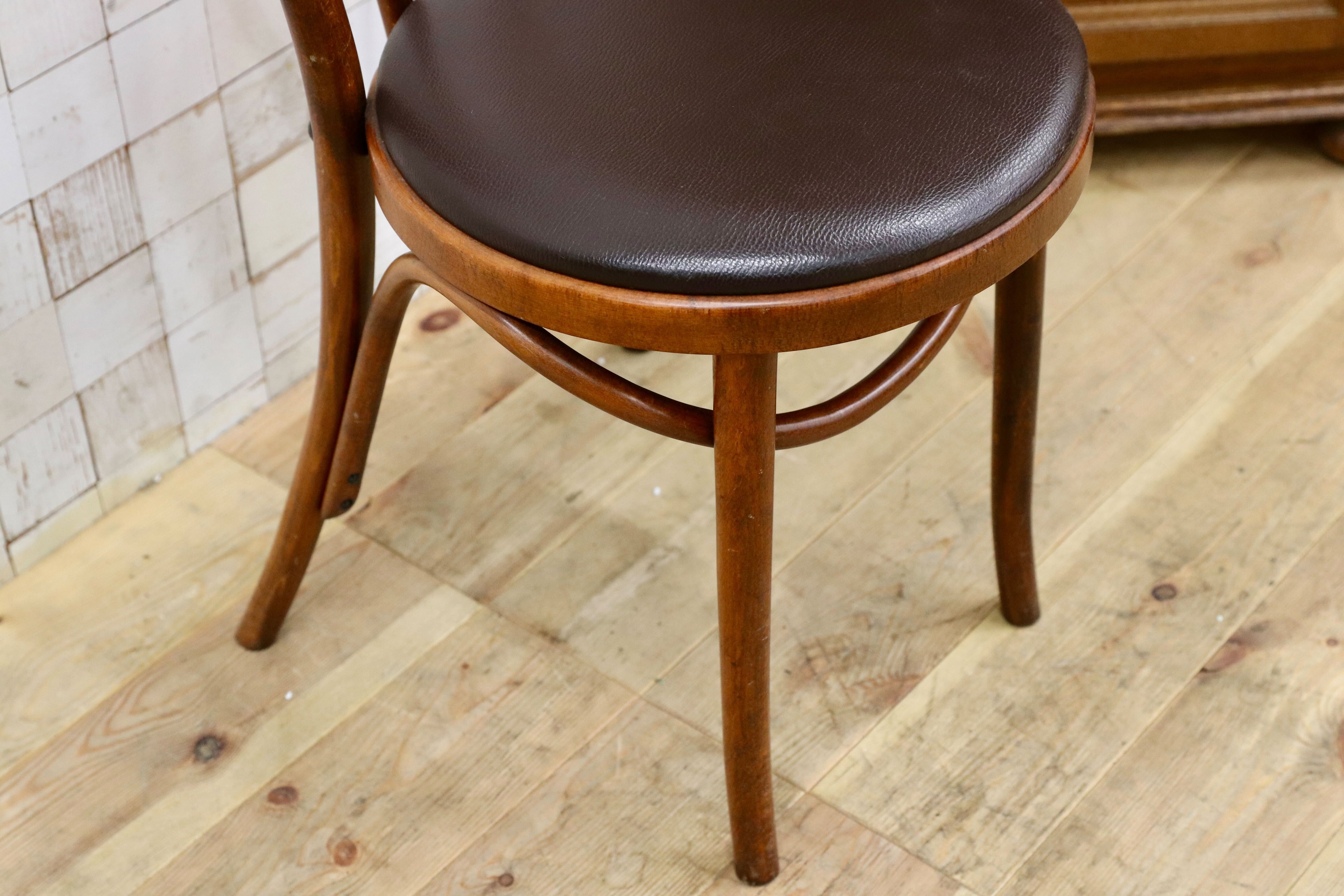 GMIH421C○maruni / マルニ オールド ヴィンテージ ベントウッドチェア ルーマニア製 曲木 アンティーク 合皮 ブナ材 稀少