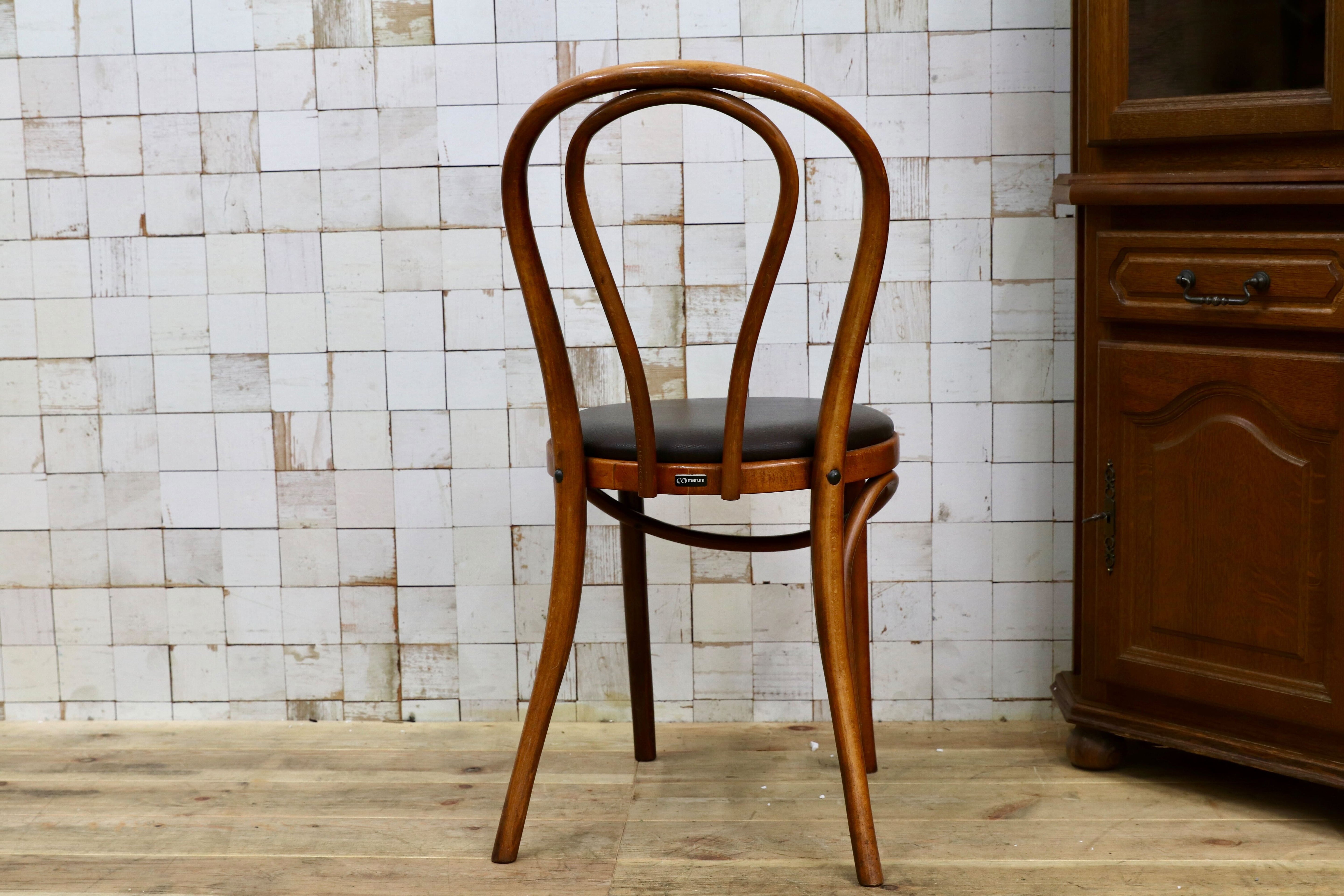 GMIH421C○maruni / マルニ オールド ヴィンテージ ベントウッドチェア ルーマニア製 曲木 アンティーク 合皮 ブナ材 稀少
