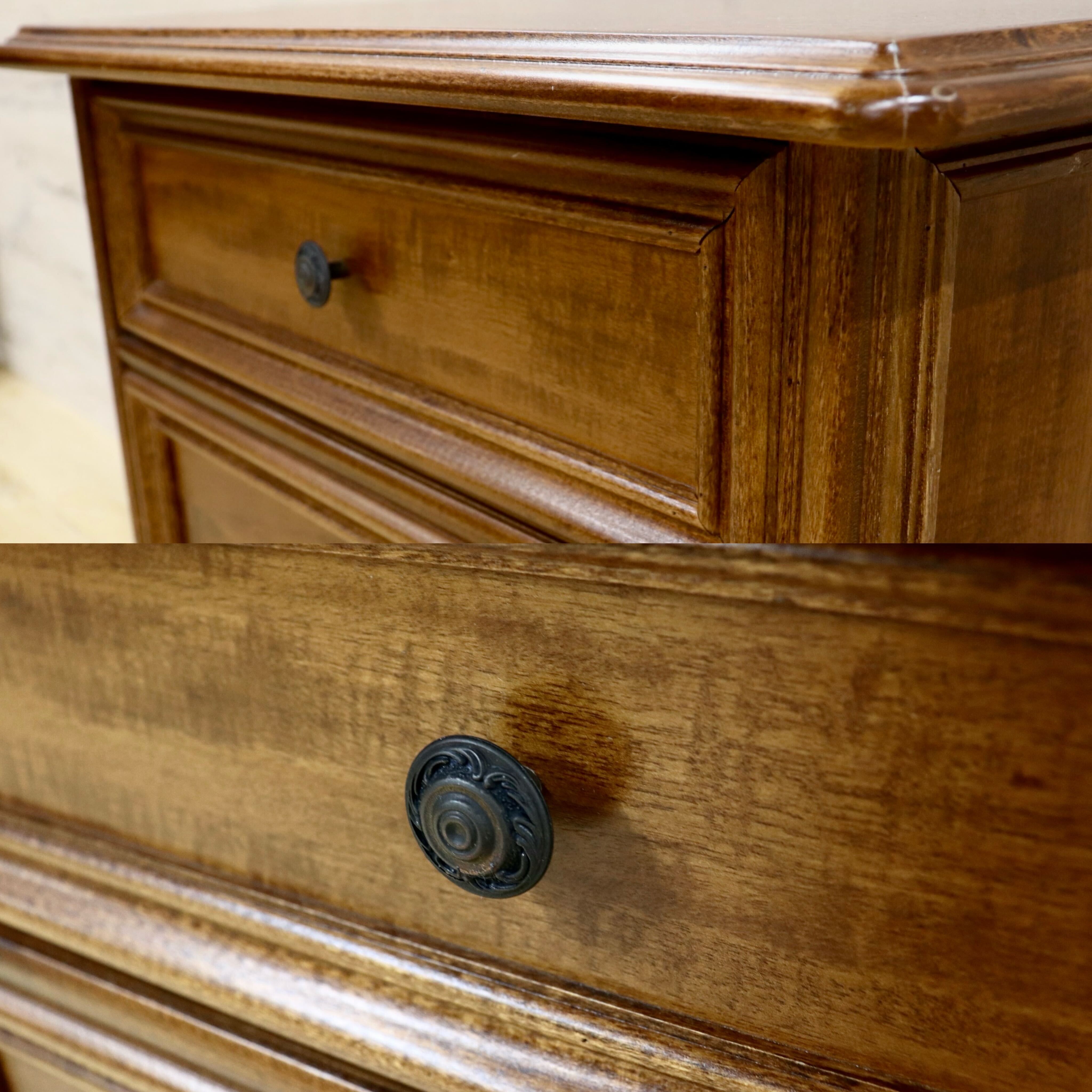 GMIH270○西洋 アンティーク 3段チェスト サイドチェスト ナイトテーブル 収納家具 木製 ヨーロピアン クラシック