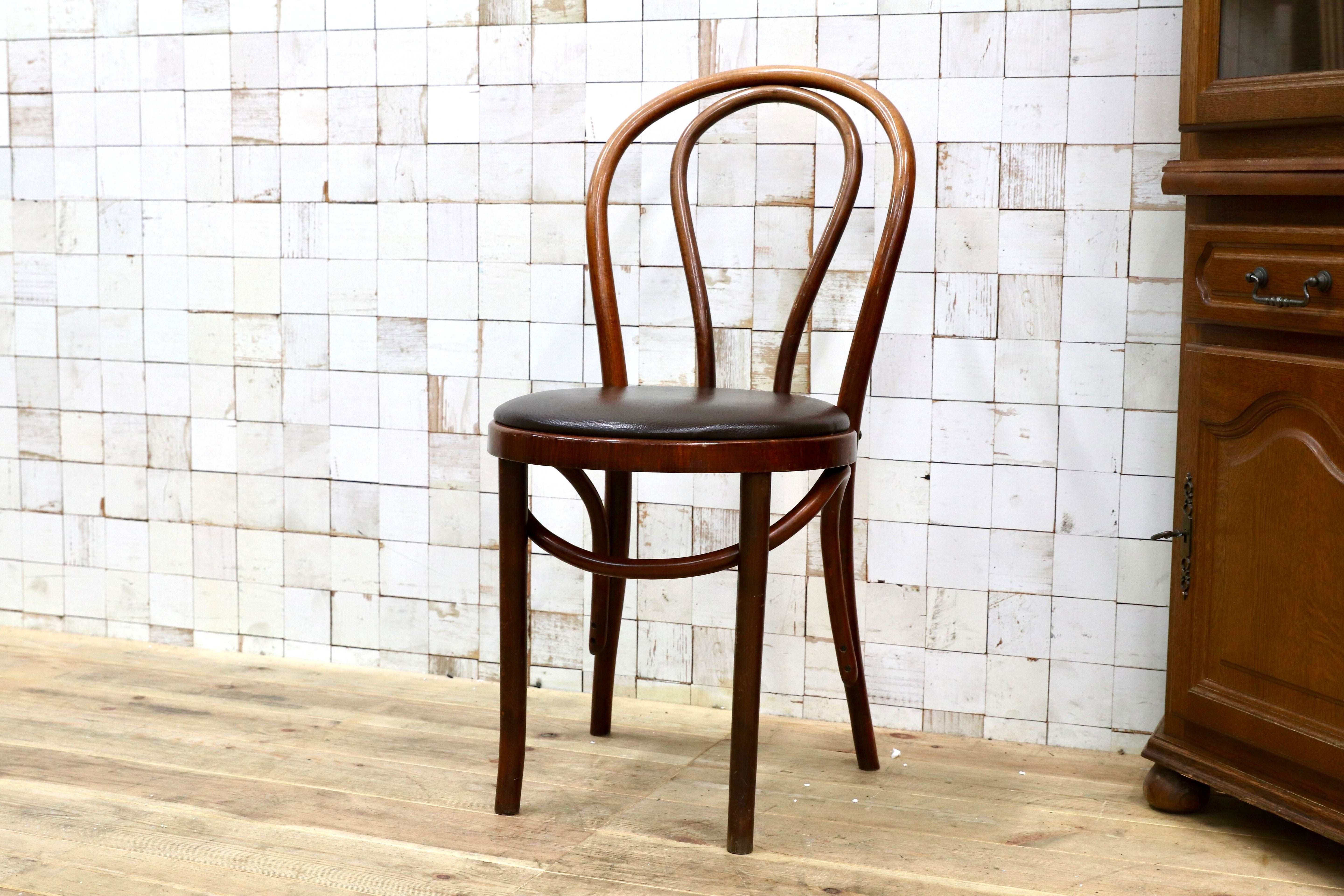 GMIH421D○maruni / マルニ オールド ヴィンテージ ベントウッドチェア ルーマニア製 曲木 アンティーク 合皮 ブナ材 稀少