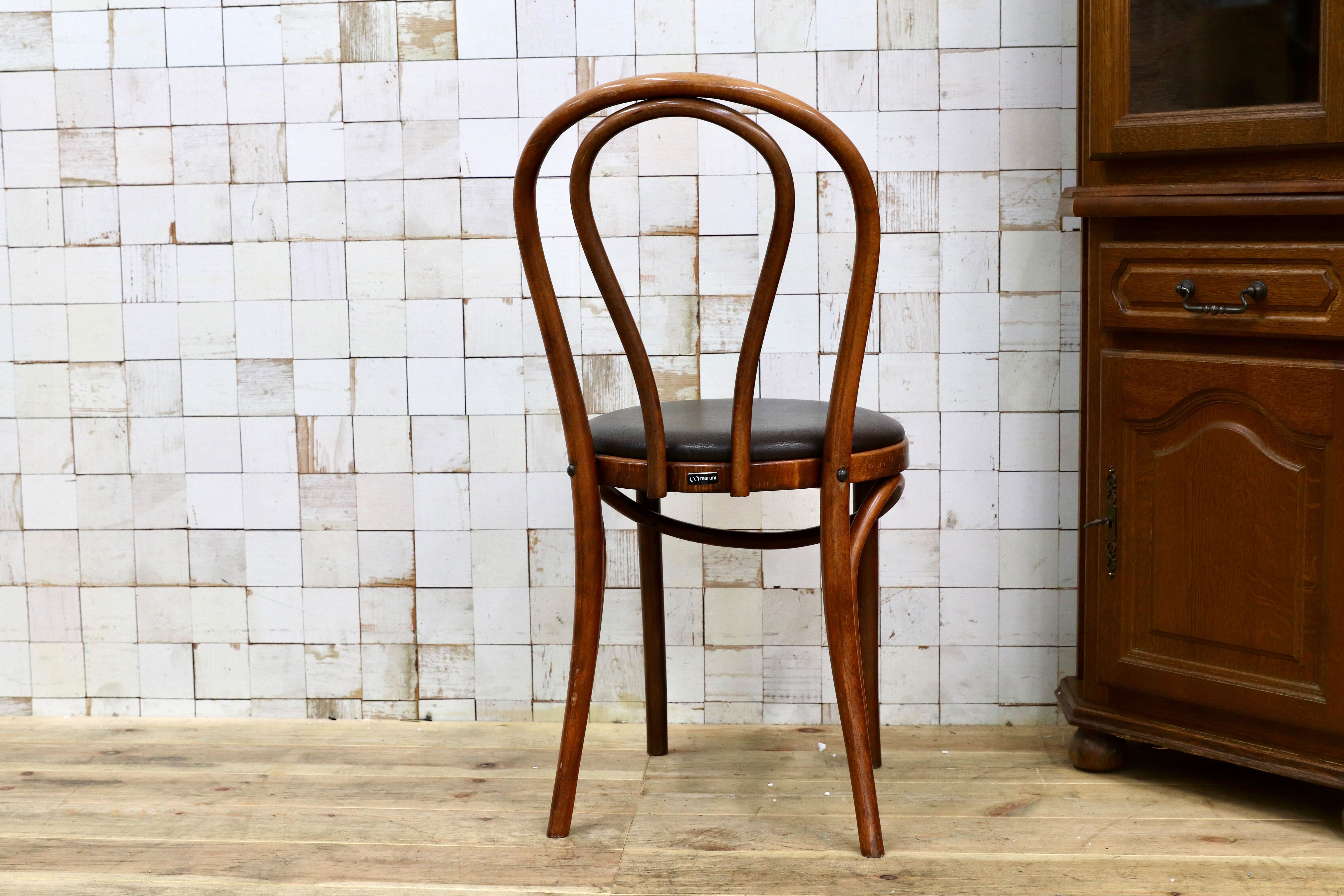 GMIH421D○maruni / マルニ オールド ヴィンテージ ベントウッドチェア ルーマニア製 曲木 アンティーク 合皮 ブナ材 稀少