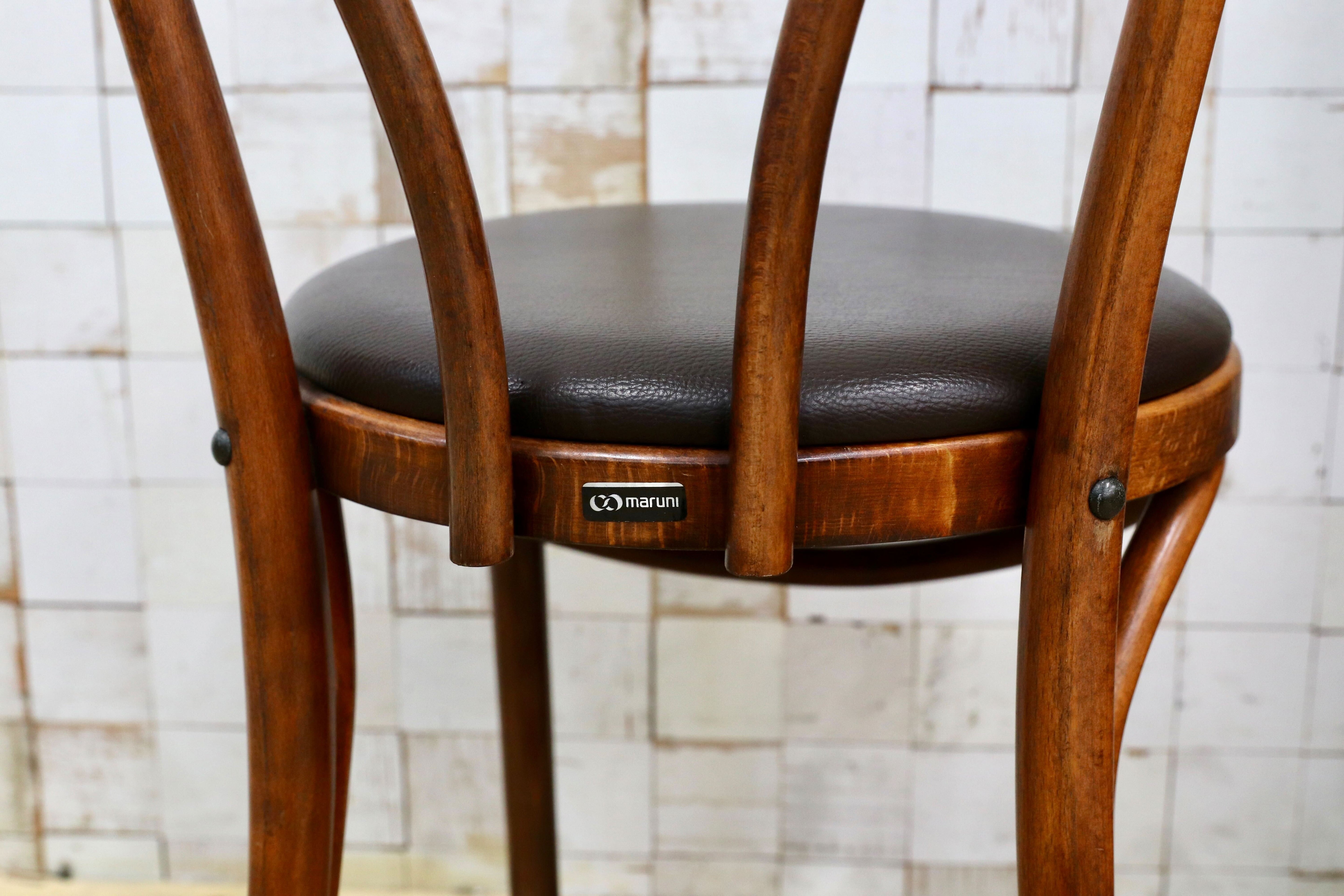 GMIH421D○maruni / マルニ オールド ヴィンテージ ベントウッドチェア ルーマニア製 曲木 アンティーク 合皮 ブナ材 稀少