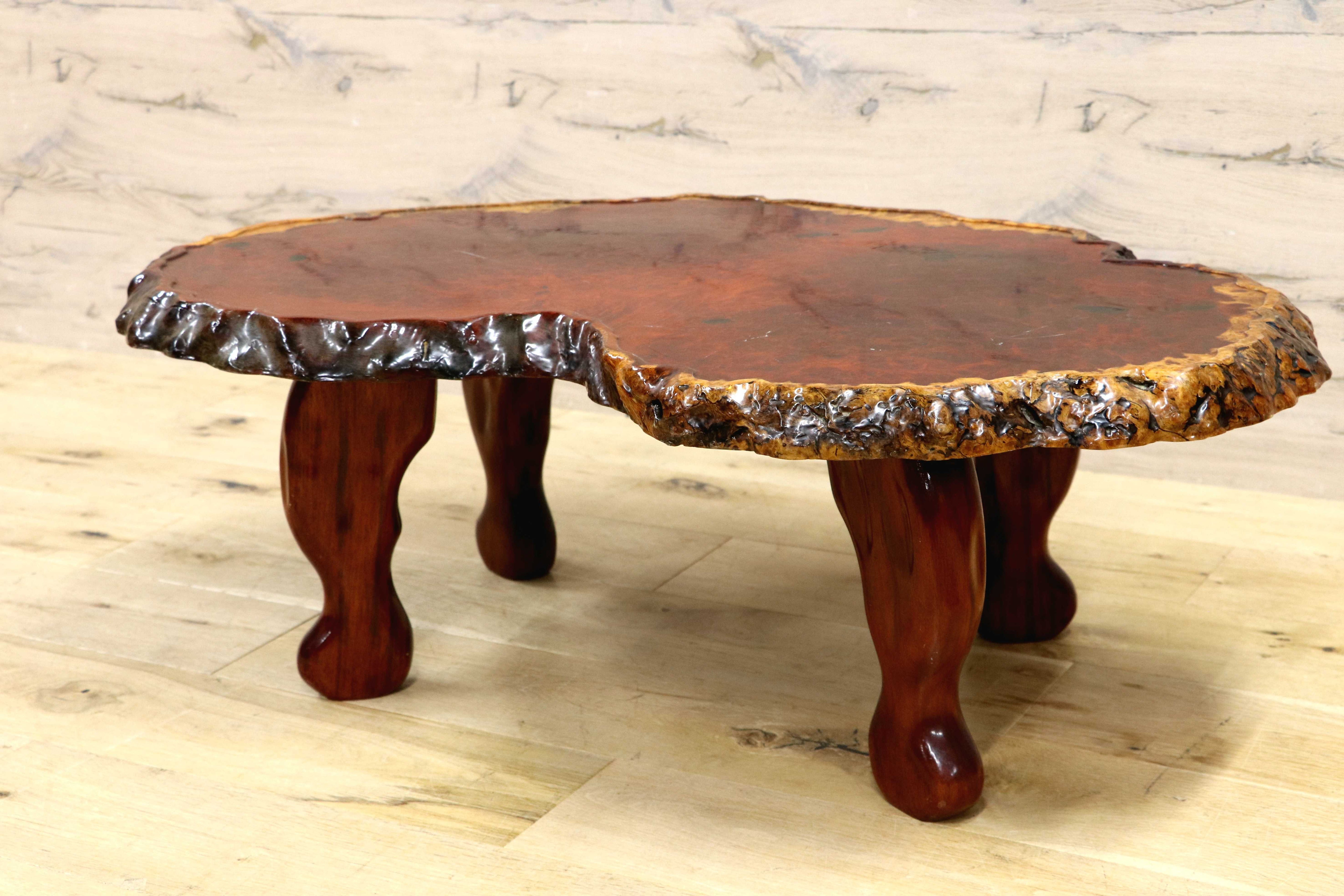 GMIS195○花梨材 瘤 玉杢 座卓 唐木 ローテーブル リビングテーブル 和室 座敷 和モダン 中国美術 アンティーク