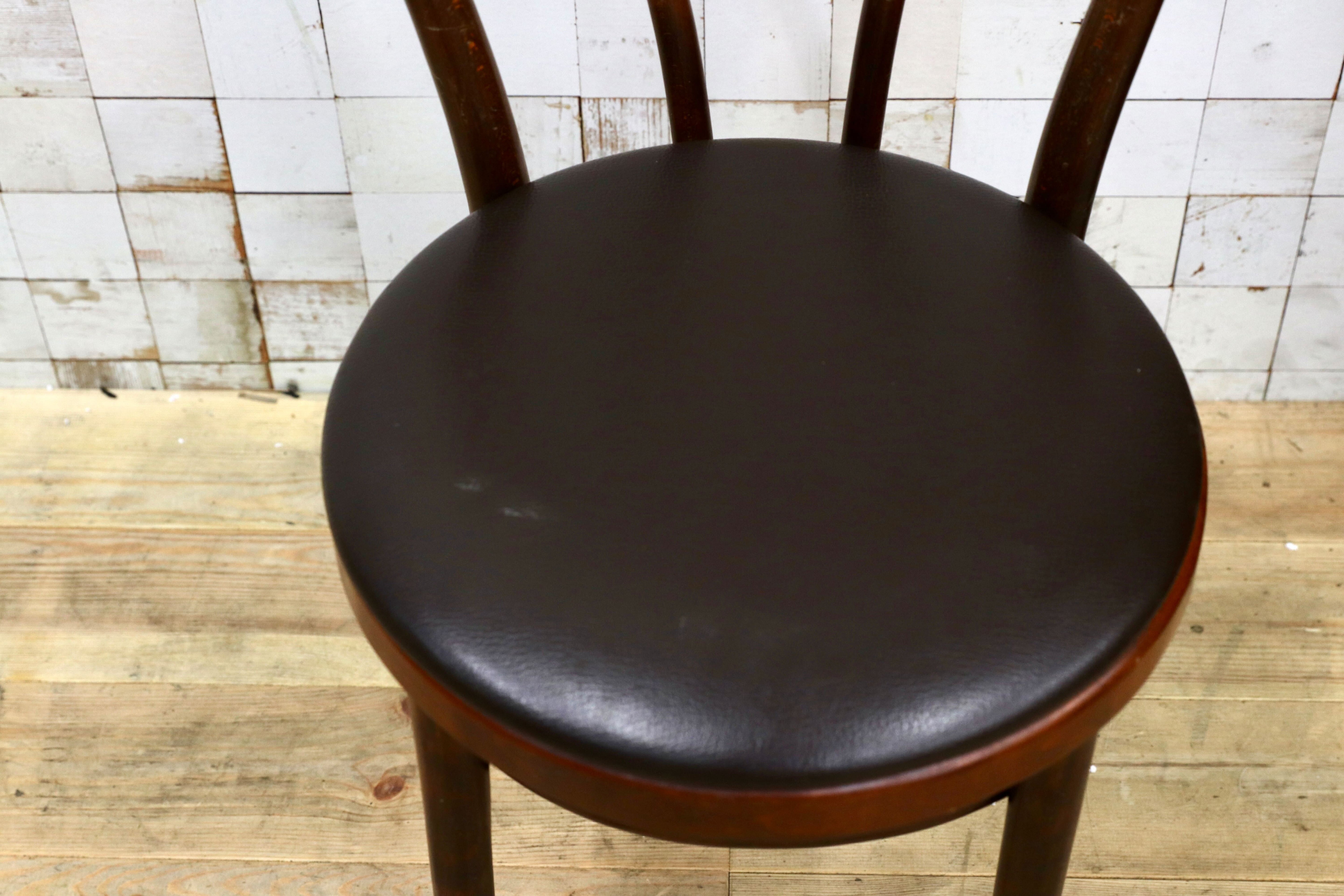 GMIH421E○maruni / マルニ オールド ヴィンテージ ベントウッドチェア ルーマニア製 曲木 アンティーク 合皮 ブナ材 稀少