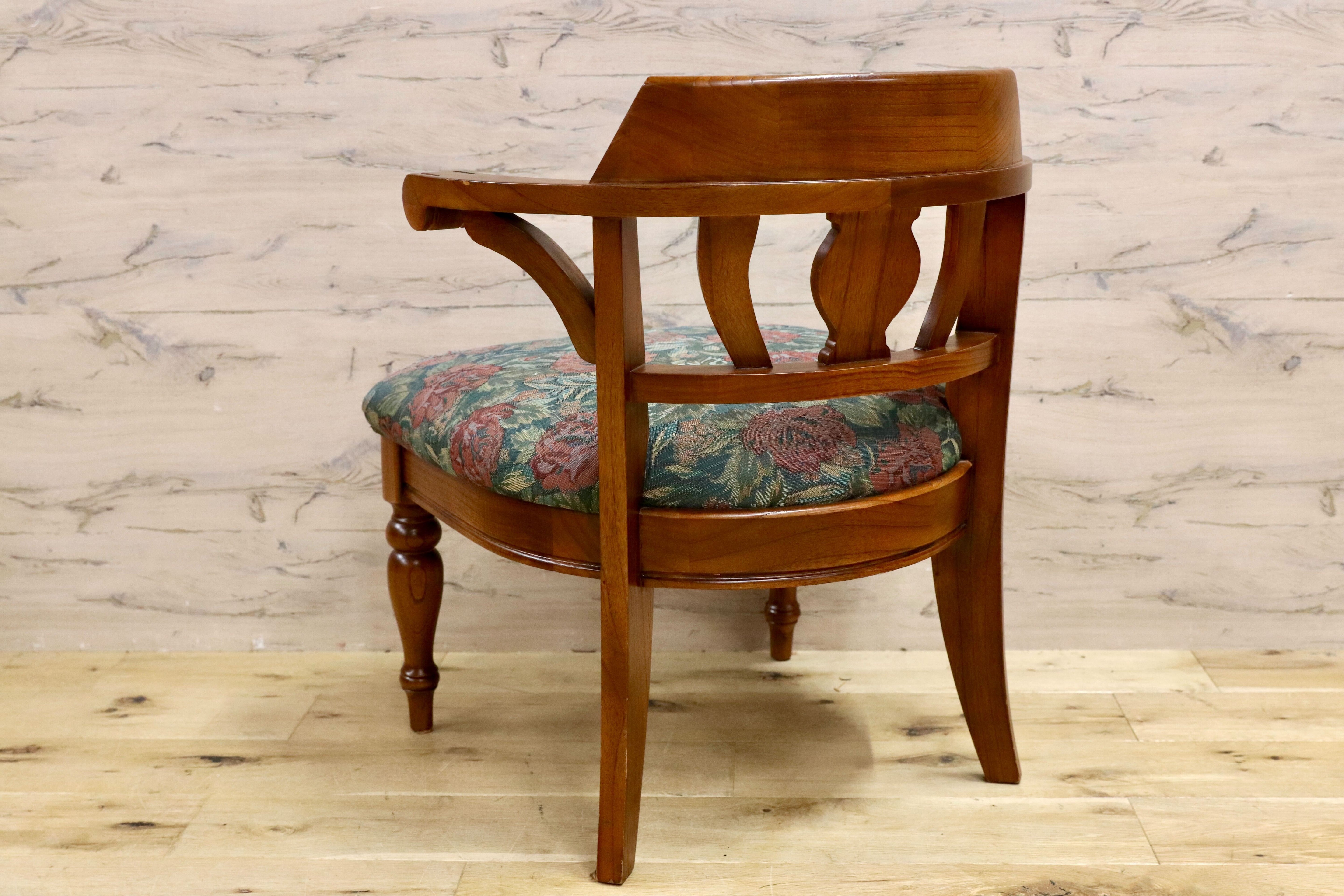 GMHS269B○英国カントリースタイル ダイニングチェア アームチェア 食卓椅子 ファブリック 花柄 アンティーク 検)三越ブルージュ 東海家具