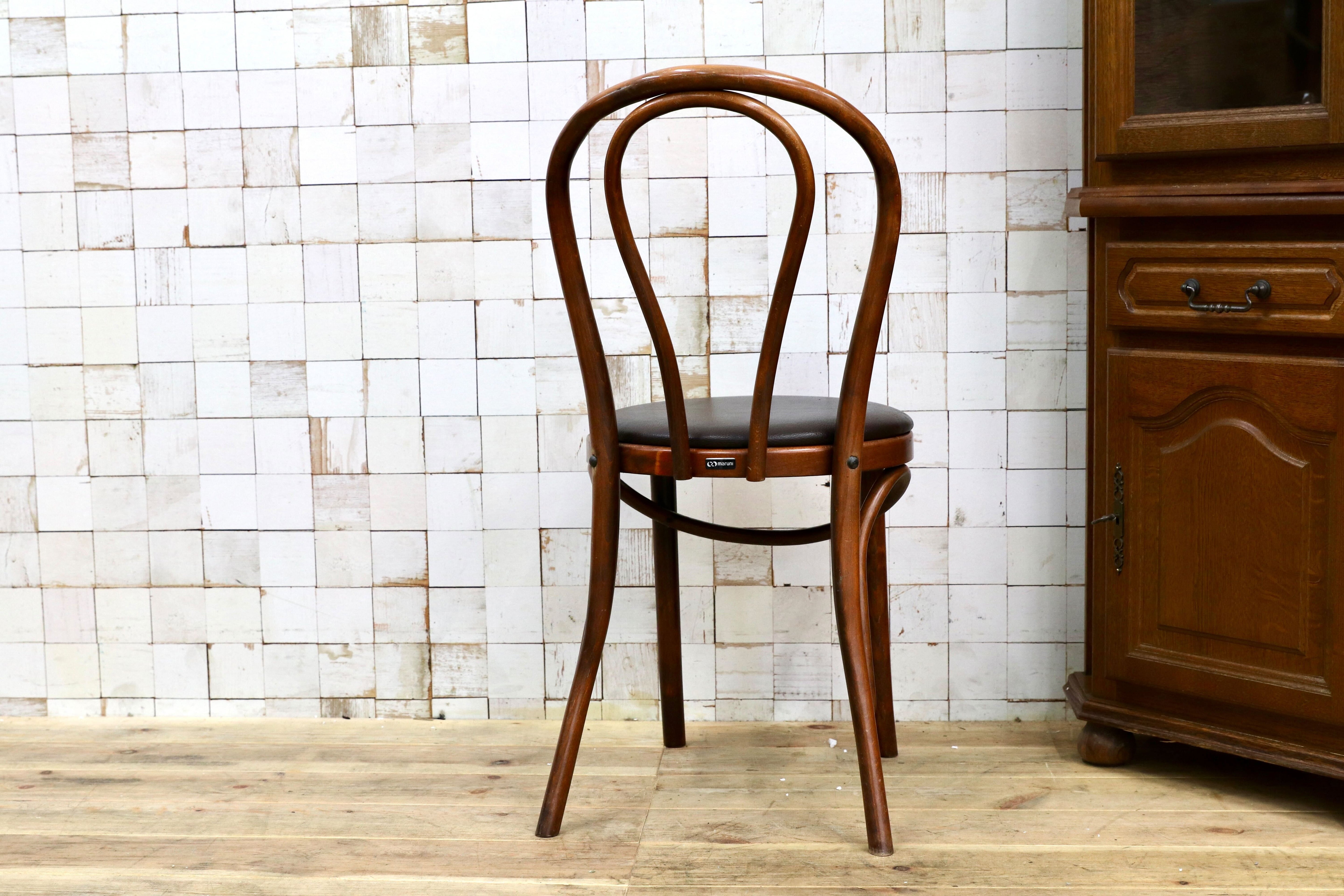 GMIH421E○maruni / マルニ オールド ヴィンテージ ベントウッドチェア ルーマニア製 曲木 アンティーク 合皮 ブナ材 稀少