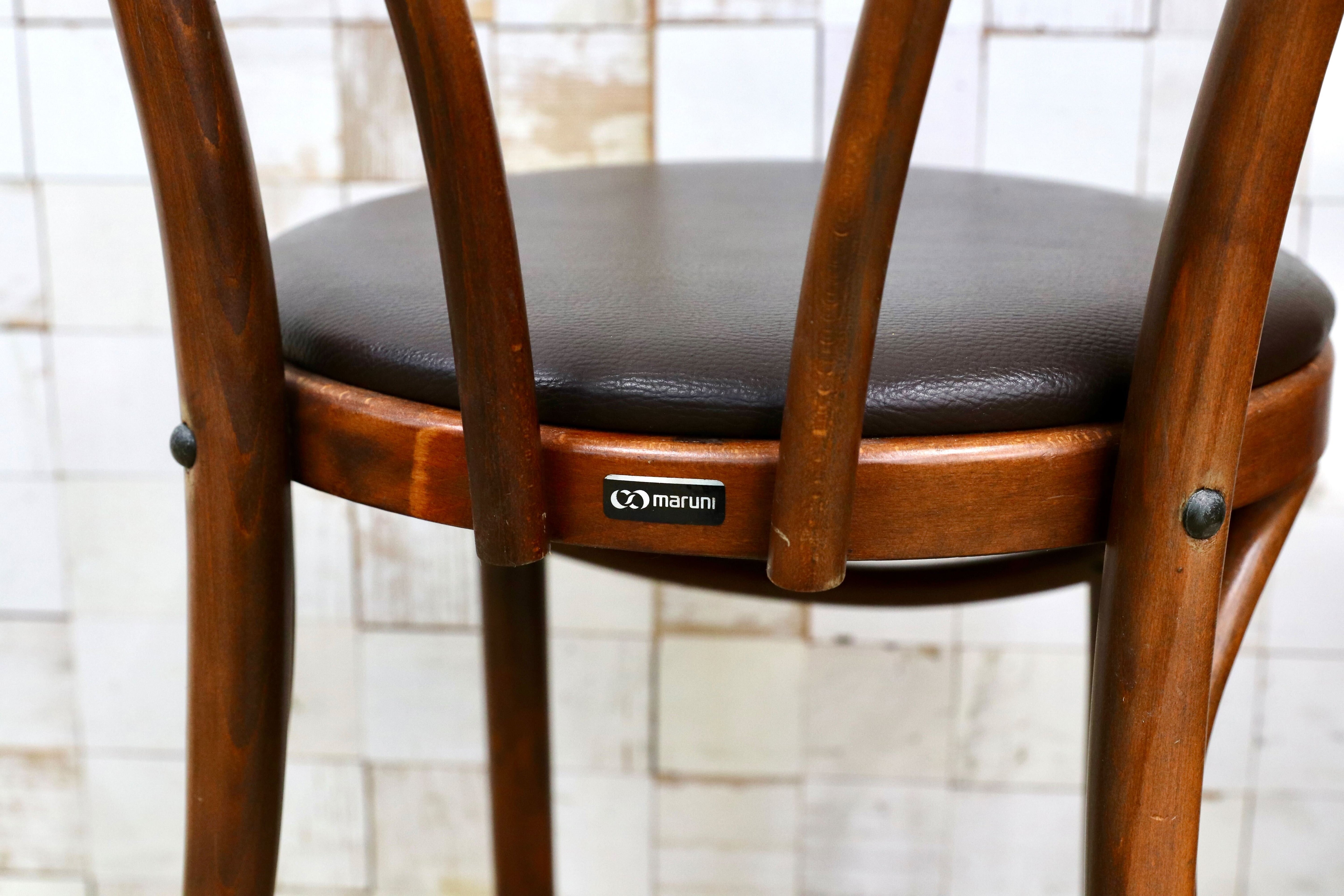 GMIH421E○maruni / マルニ オールド ヴィンテージ ベントウッドチェア ルーマニア製 曲木 アンティーク 合皮 ブナ材 稀少