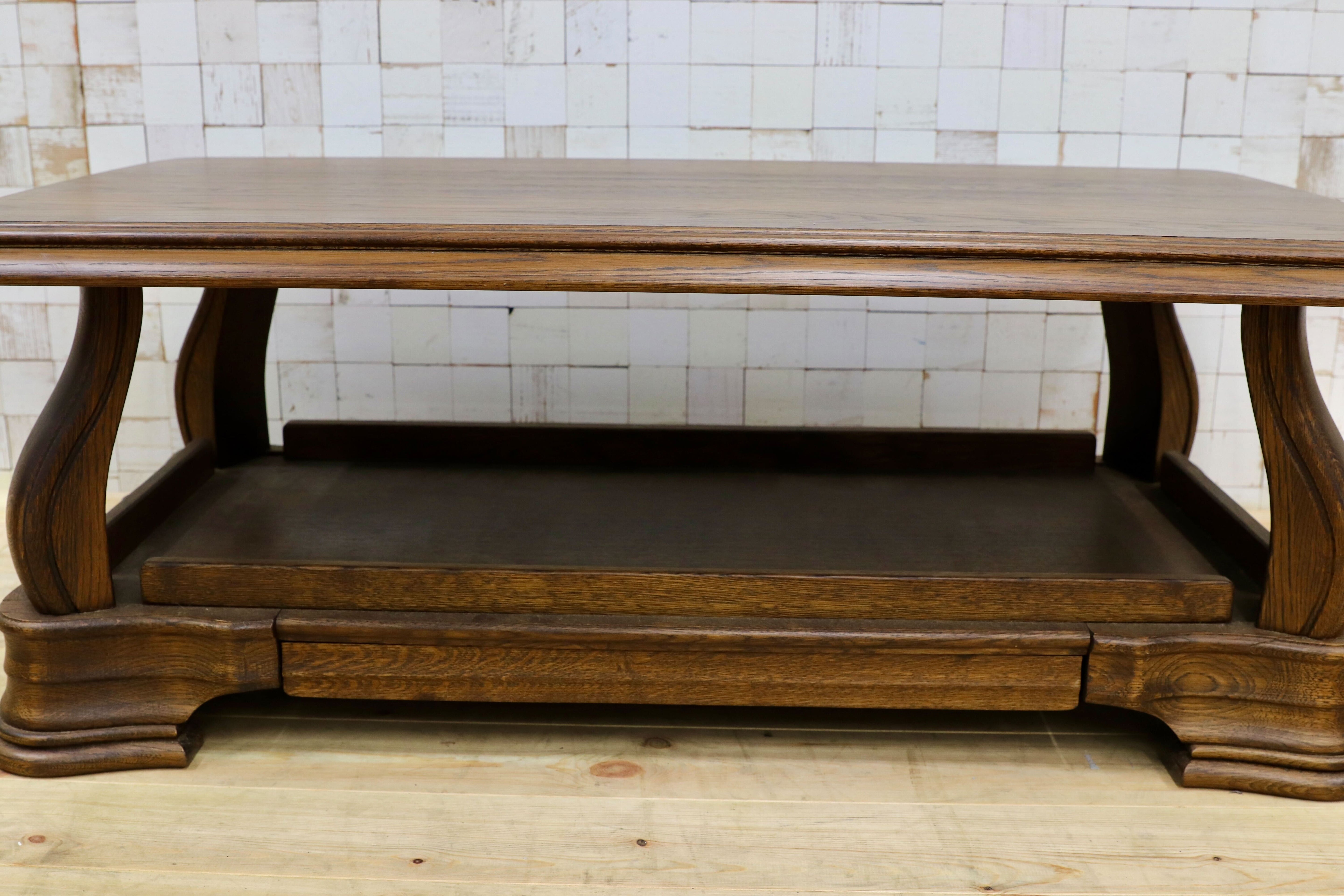 GMHO100○オランダ製 ダッチカントリースタイル センターテーブル リビングテーブル オーク無垢材 カントリー クラシック オールド 応接