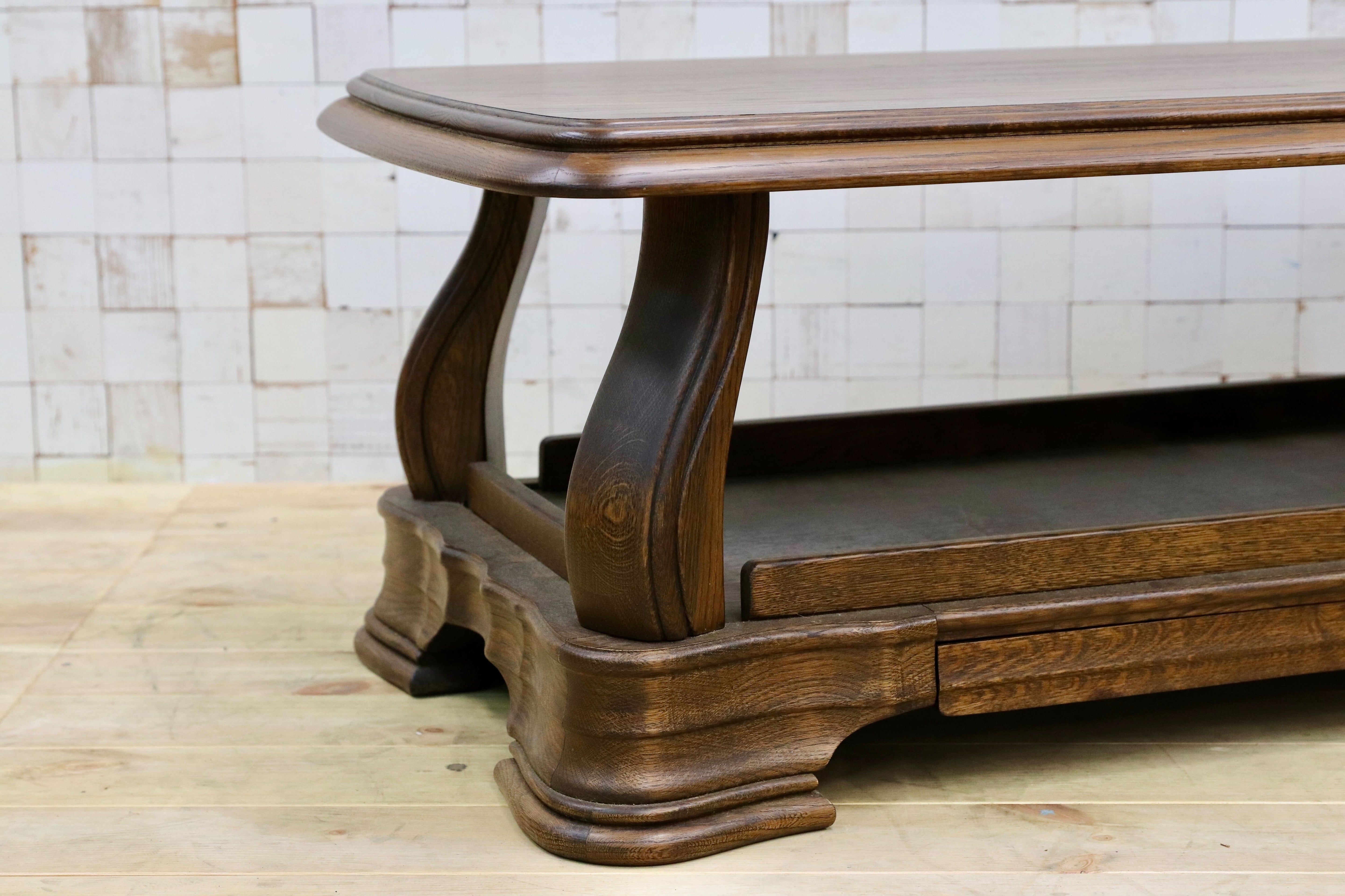 GMHO100○オランダ製 ダッチカントリースタイル センターテーブル リビングテーブル オーク無垢材 カントリー クラシック オールド 応接