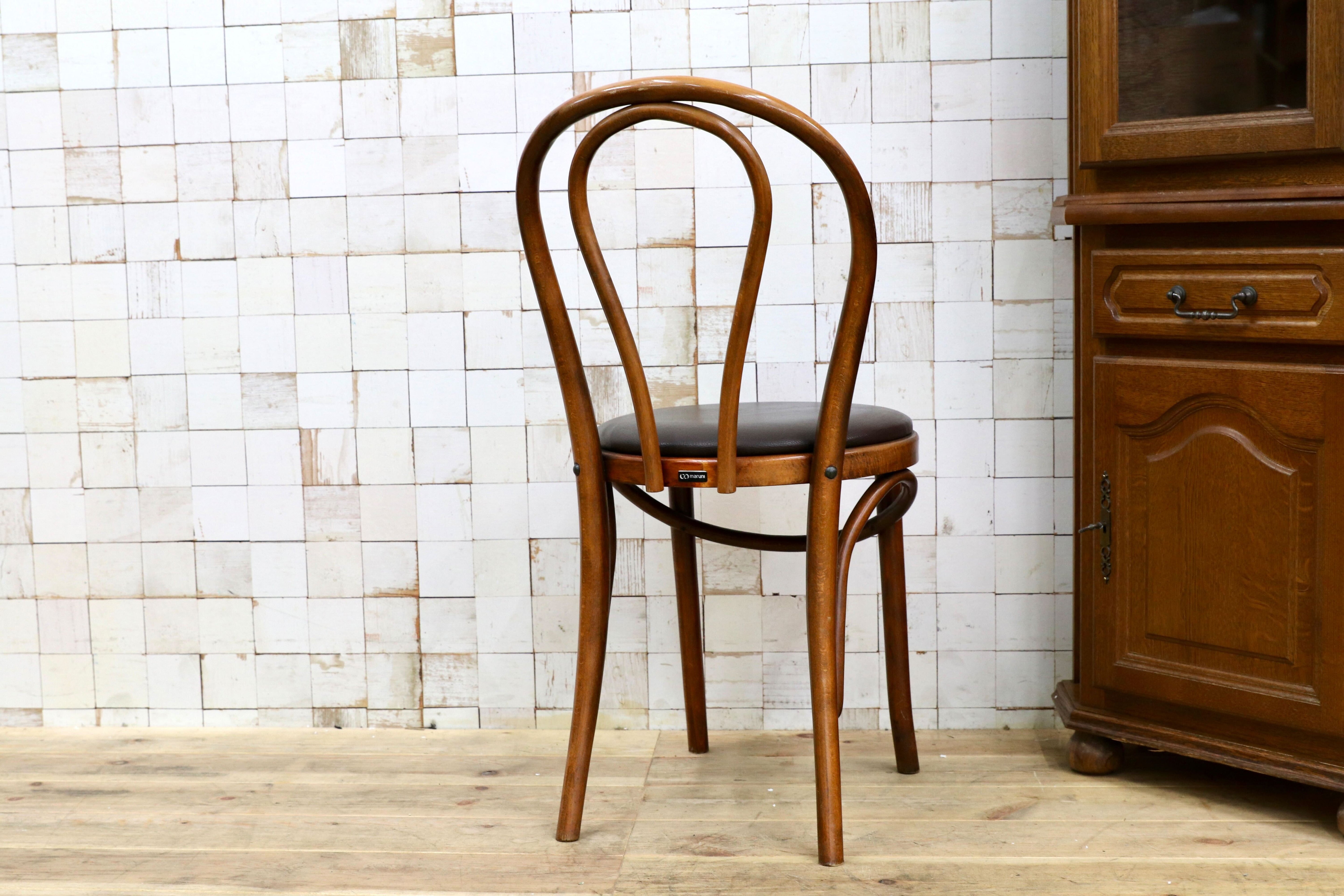 GMIH421F○maruni / マルニ オールド ヴィンテージ ベントウッドチェア ルーマニア製 曲木 アンティーク 合皮 ブナ材 稀少