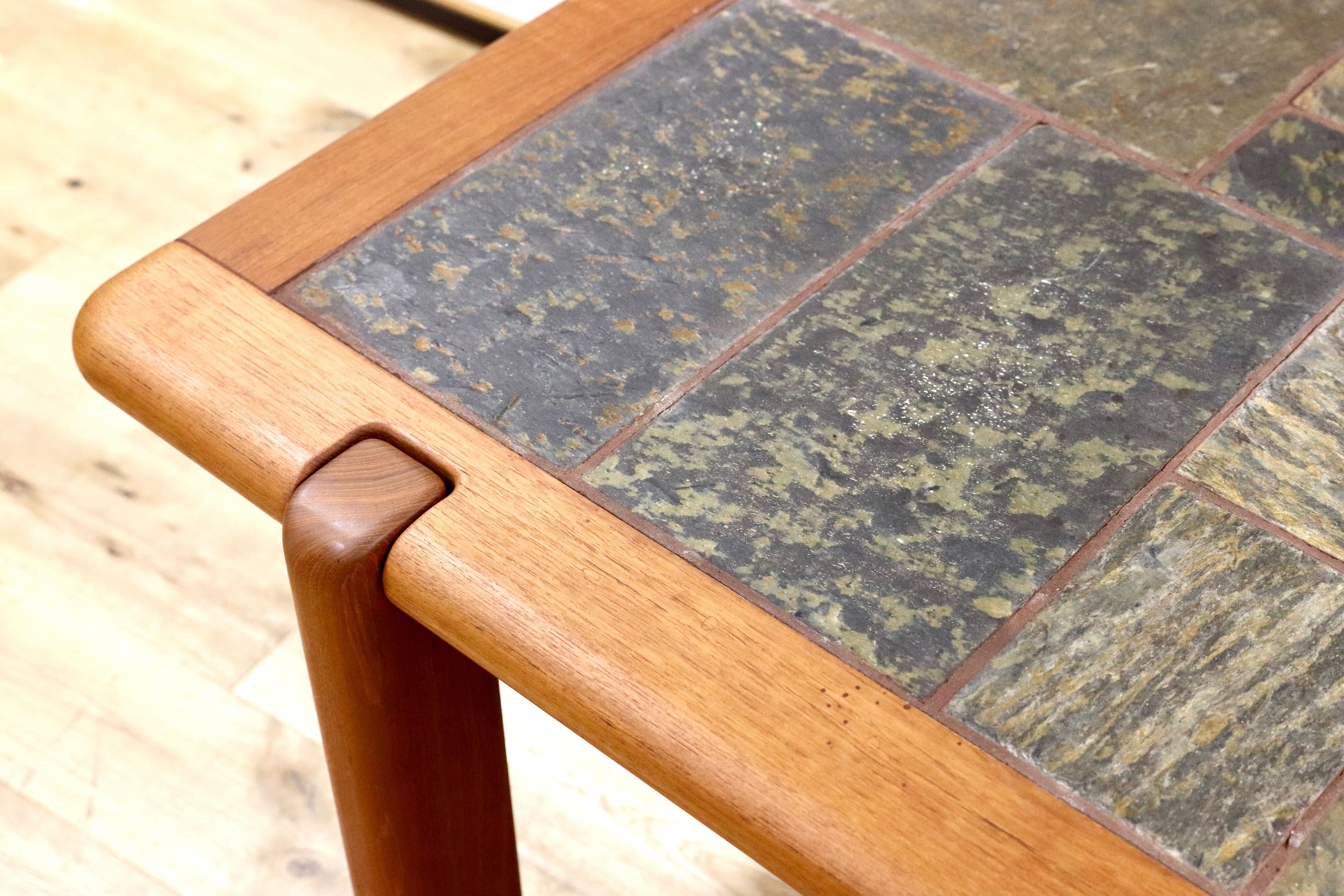 GMFK434○Dyrlund / デューロン 北欧 デンマーク ヴィンテージ センターテーブル リビングテーブル チーク無垢材 石天板 稀少