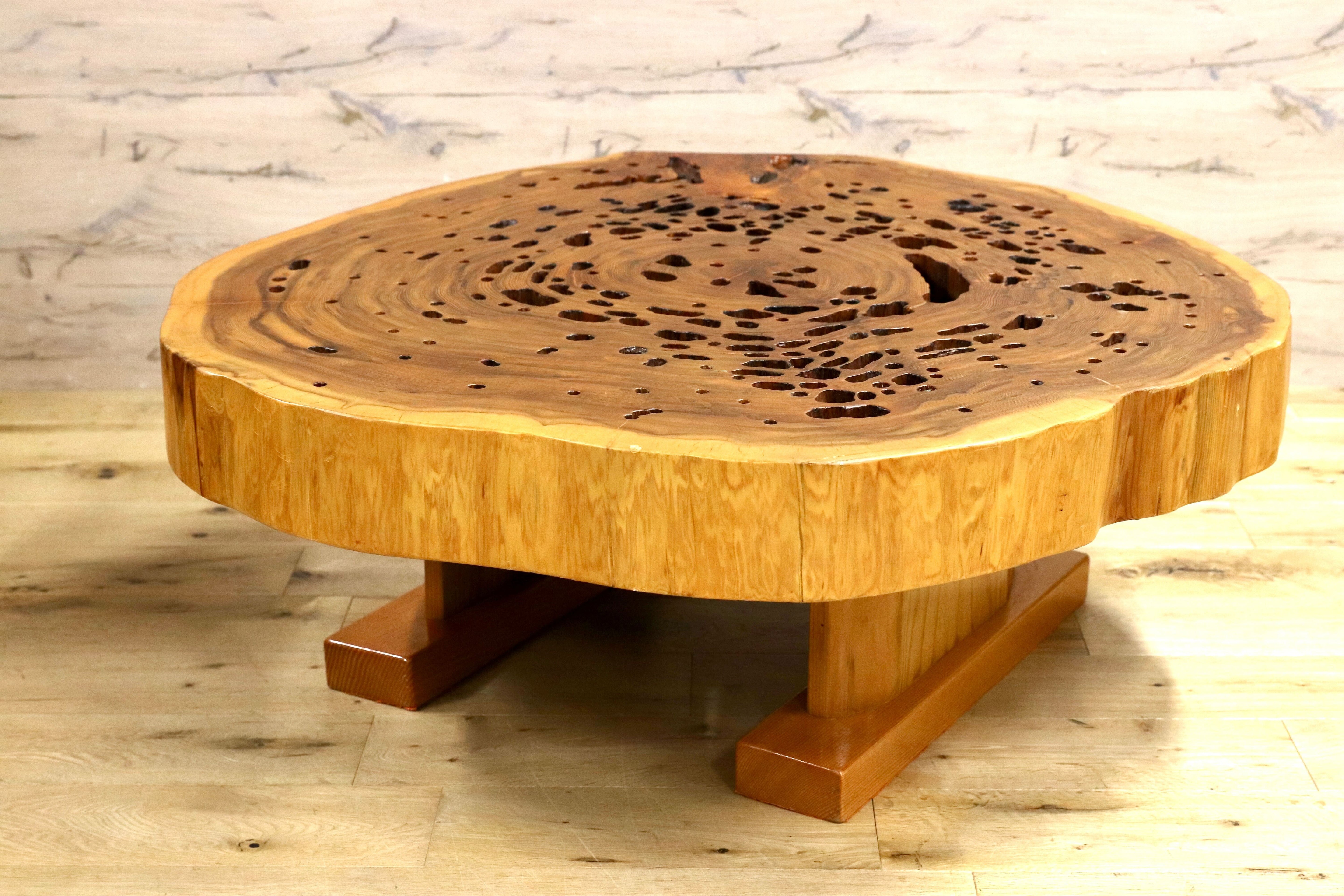 GMHS272○杉材 輪切 センターテーブル リビングテーブル ローテーブル 無垢材 レトロ 和家具 座卓 アンティーク 検)屋久杉